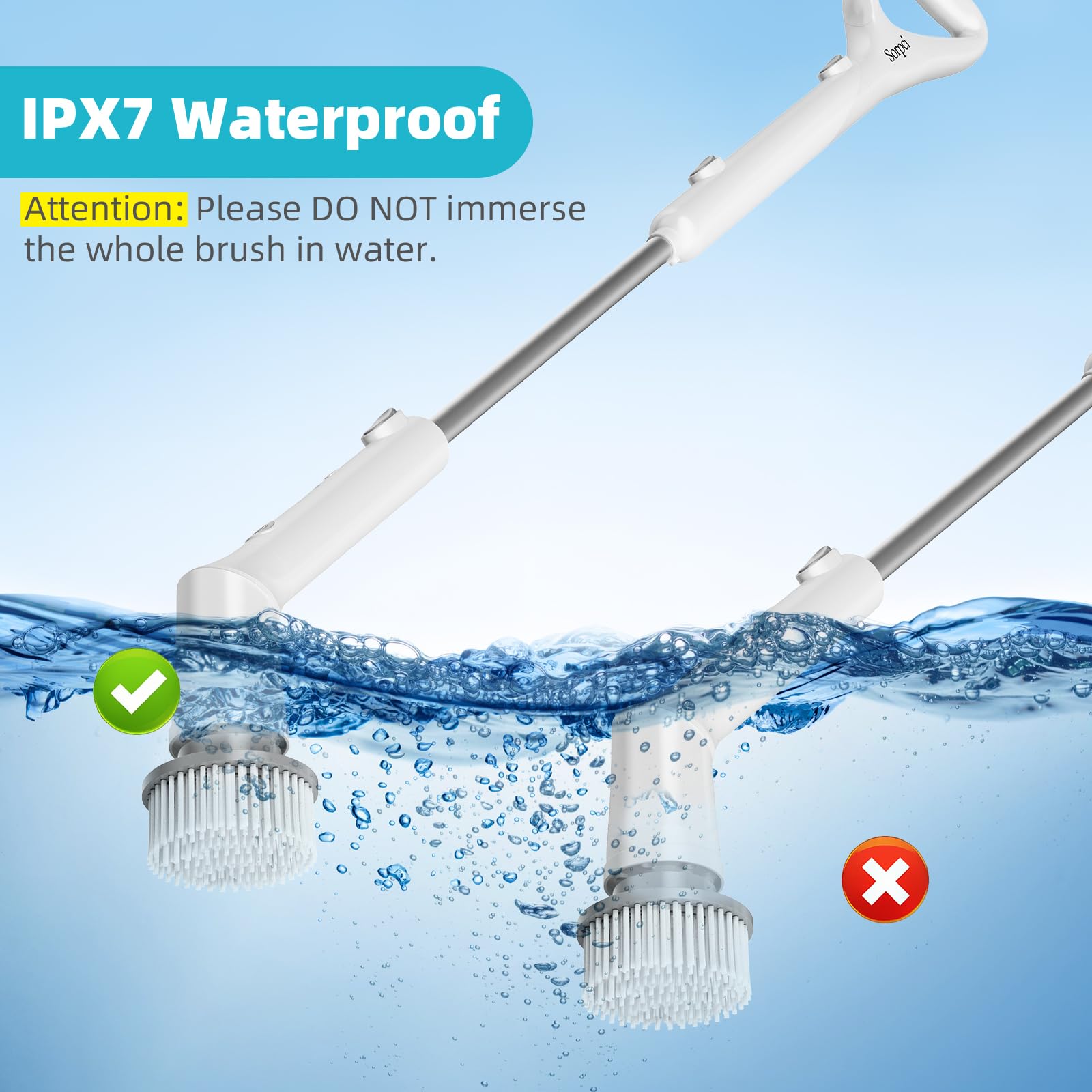 2024 Cordless Electric Spin Scrubber - 7 Replaceable Brush Heads, 3-Speed Adjustable, Detachable Long Handle & IPX7 Waterproof - Perfect for Bathroom, Tub, Tile, Floor, Window Cleaning