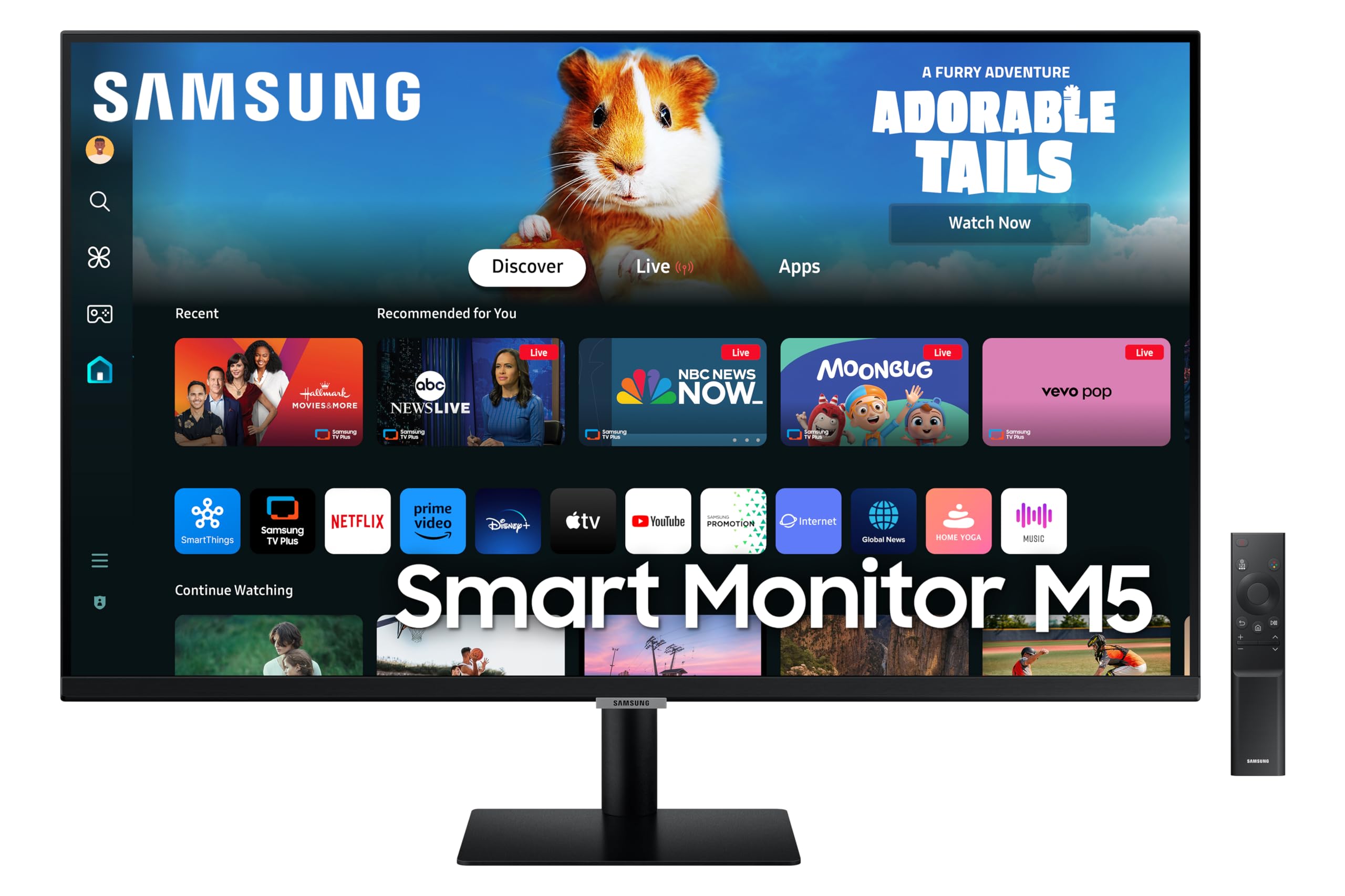 Samsung LS32DM500EUXXU 32 Inch Full HD HDR10 Smart Monitor with Built-in Speakers - 1920x1080 Resolution, USB, HDMI, WiFi, Bluetooth, Remote Control | Perfect for Home Office, Gaming, and Streaming Netflix, YouTube & Disney+