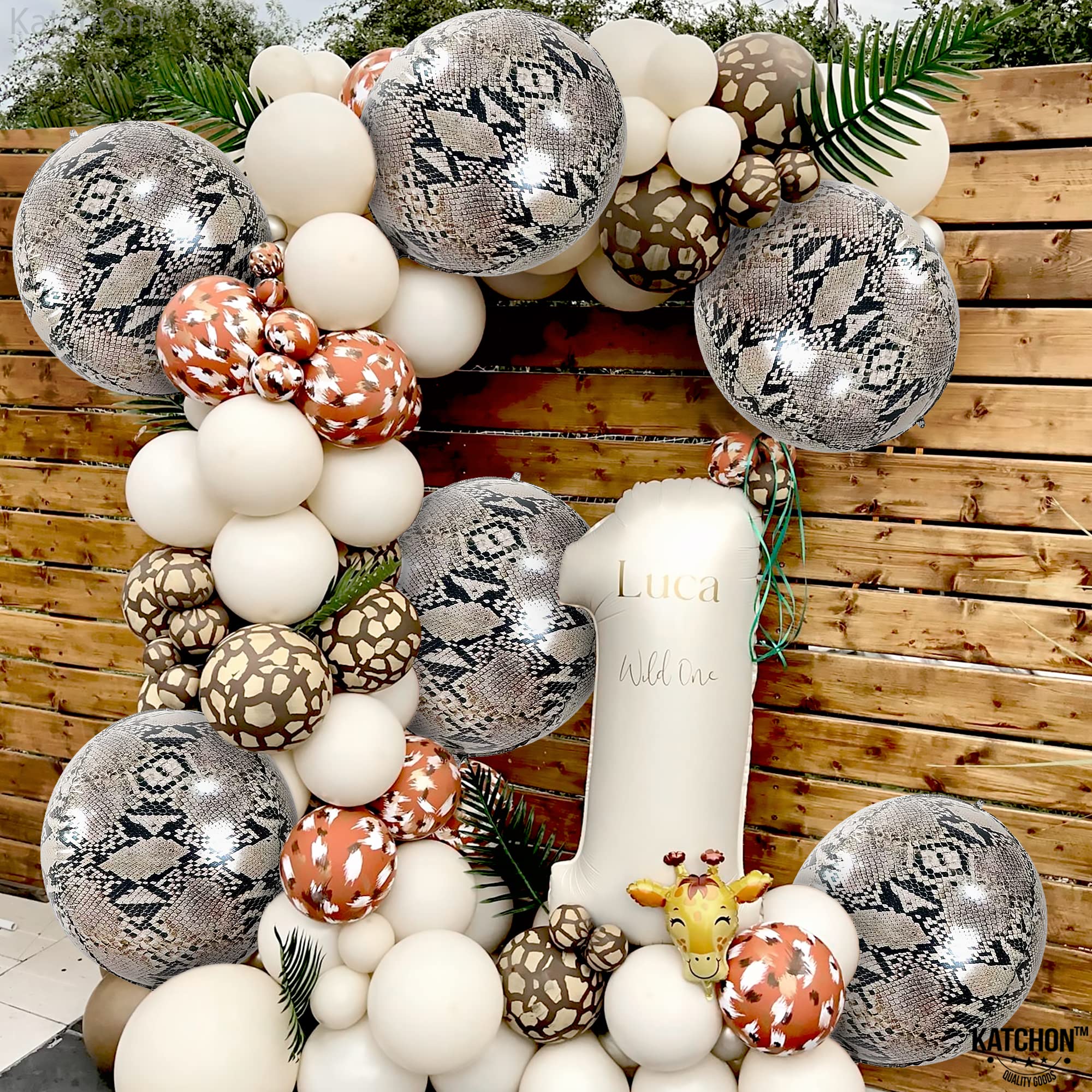 KatchOn 22 Inch Snake Balloons - Pack of 6 | 4D Round Snake Print Party Decorations for Reptile Themed Birthday & Halloween Parties | Perfect for Jungle, Zoo, or Animal Theme Decor