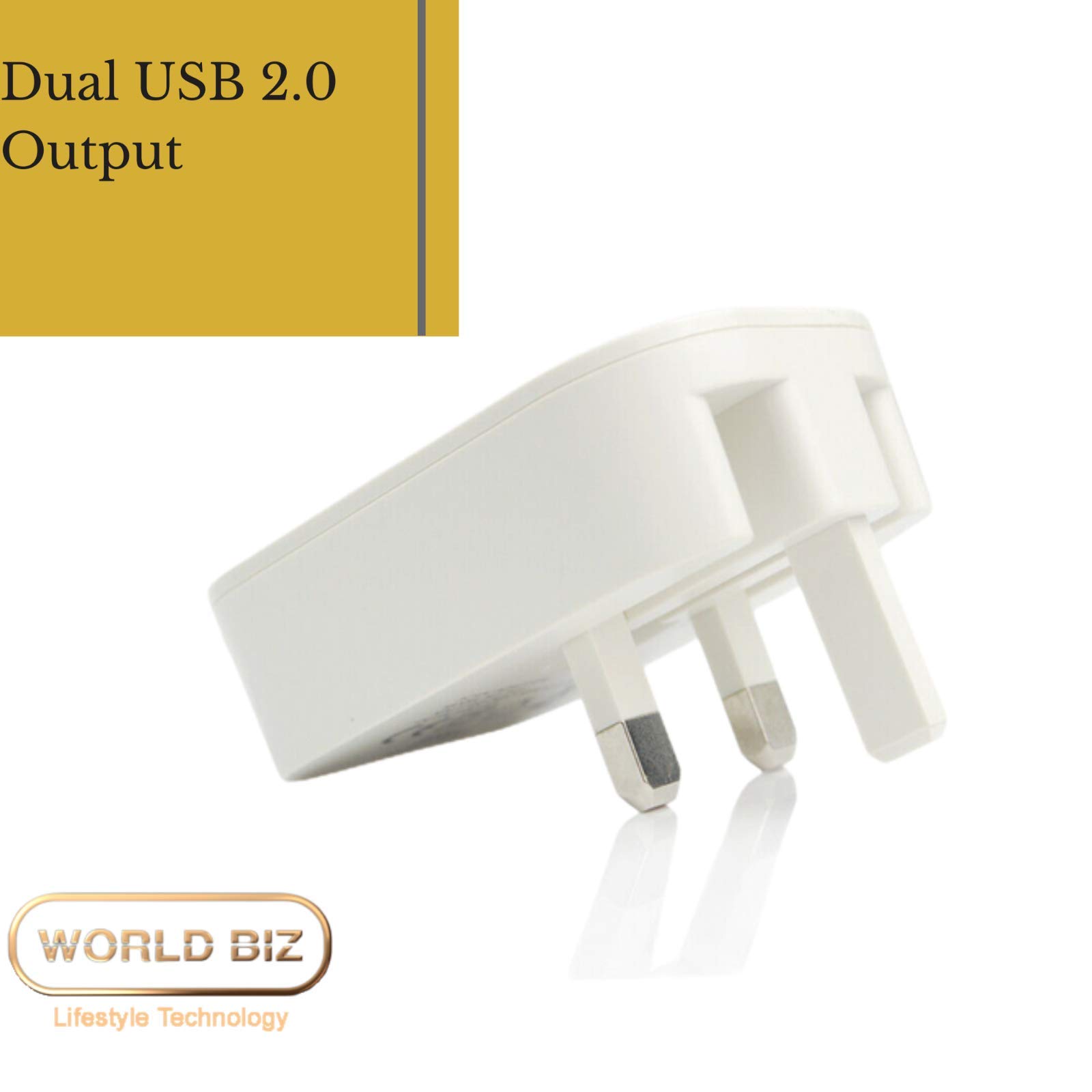 2-Port Foldable Dual USB Wall Charger 2.1A Fast Charging Adapter for iPhone 14/13/12/11/XS/XR/8/7/6, iPad Pro/Air/Mini, Samsung Galaxy - Compact Travel Charger for Home, Office & On-The-Go Use
