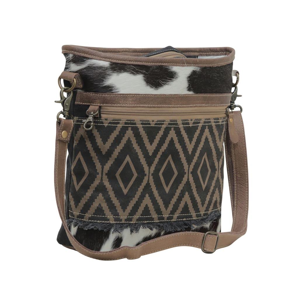 Myra Western Leather Shoulder Bag for Women - Vintage Upcycled Canvas Crossbody Purse with Cedar Accents | Perfect for Casual Outings, Travel & Everyday Use