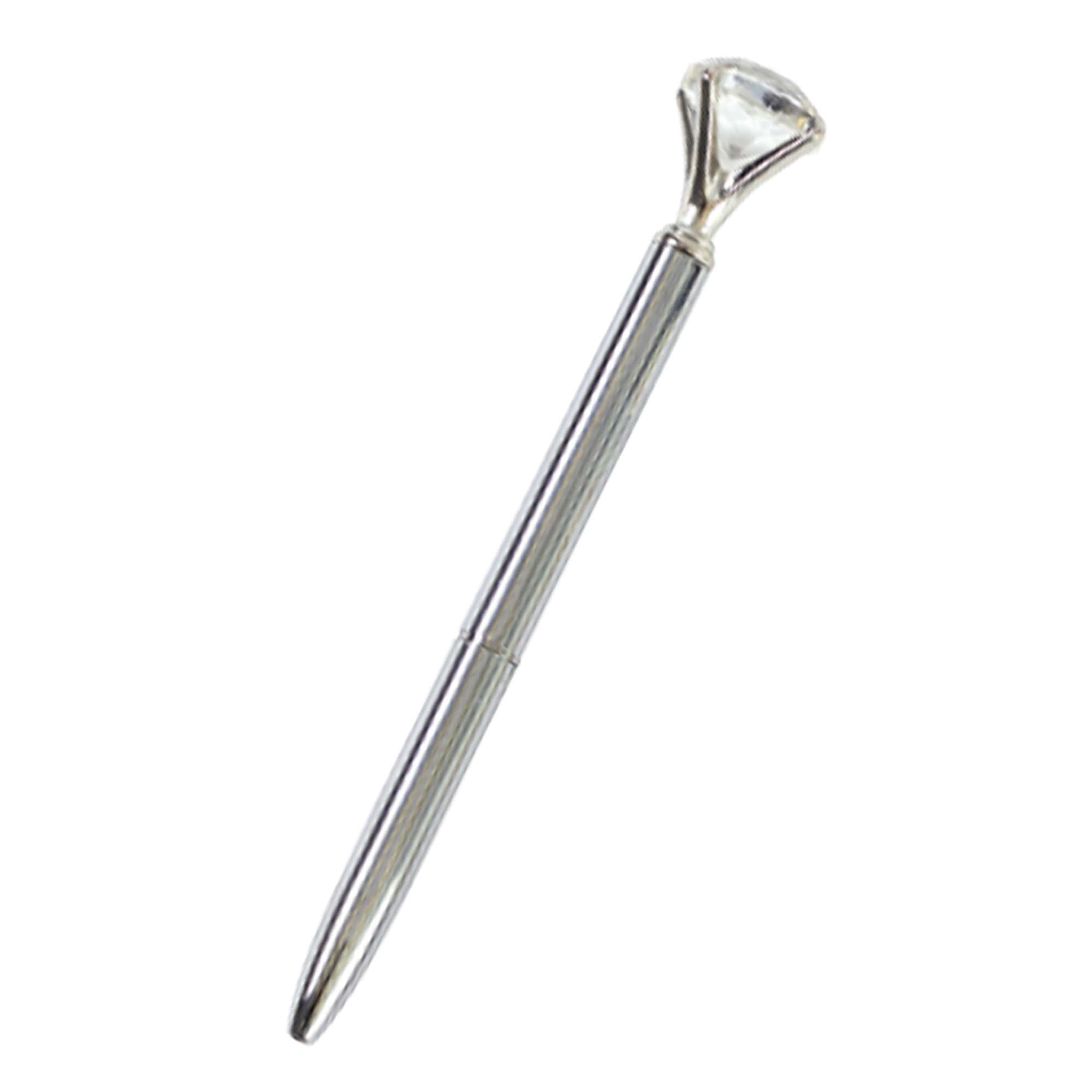 2-Pack Diamond Accent Metal Pens - Medium Point Black Ink for Writing, Journaling & Office Use