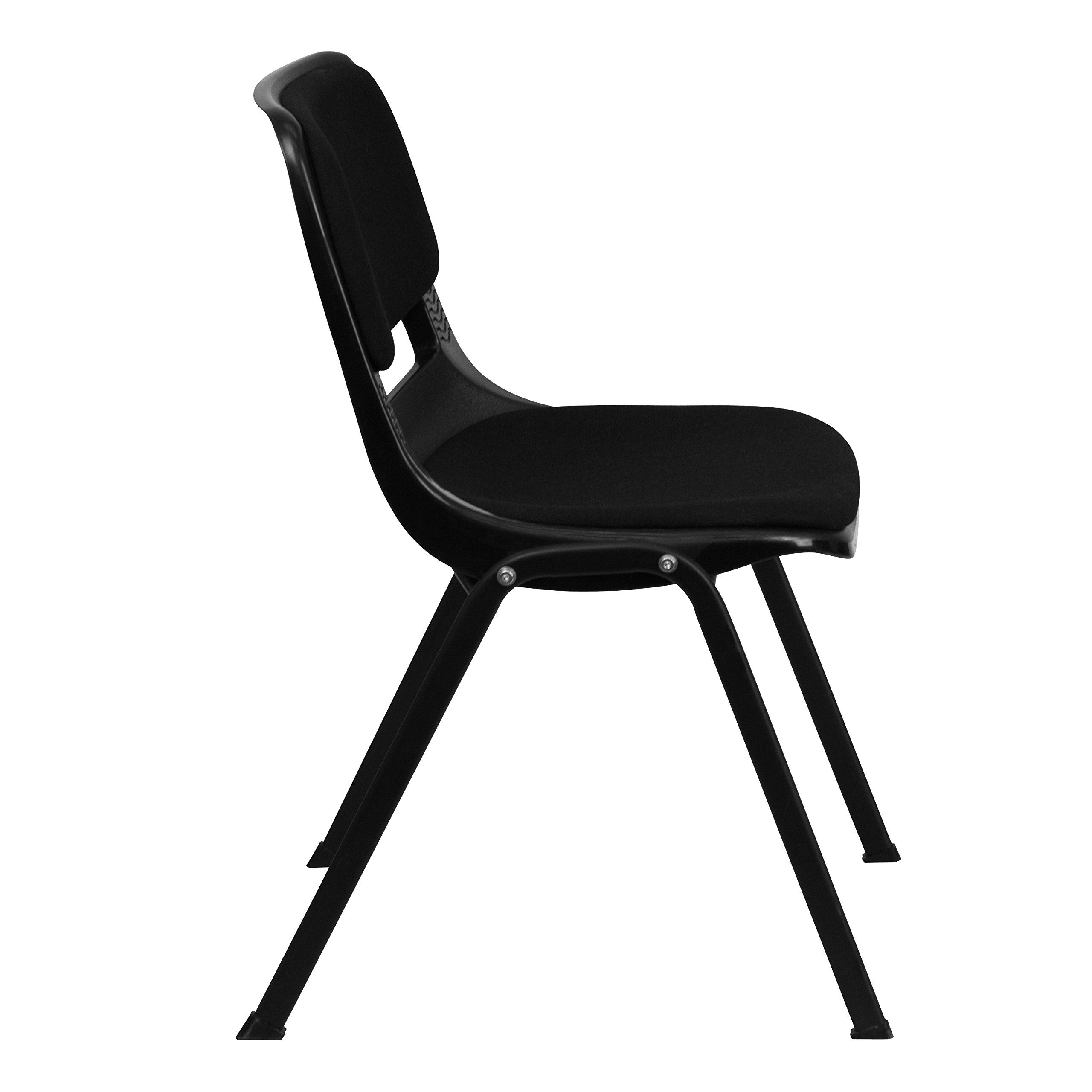 EMMA + OLIVER Black Padded Ergonomic Shell Student Stacking Chair - Comfortable Classroom Chair, Guest Chair for Home Office, School & Conference Room Use