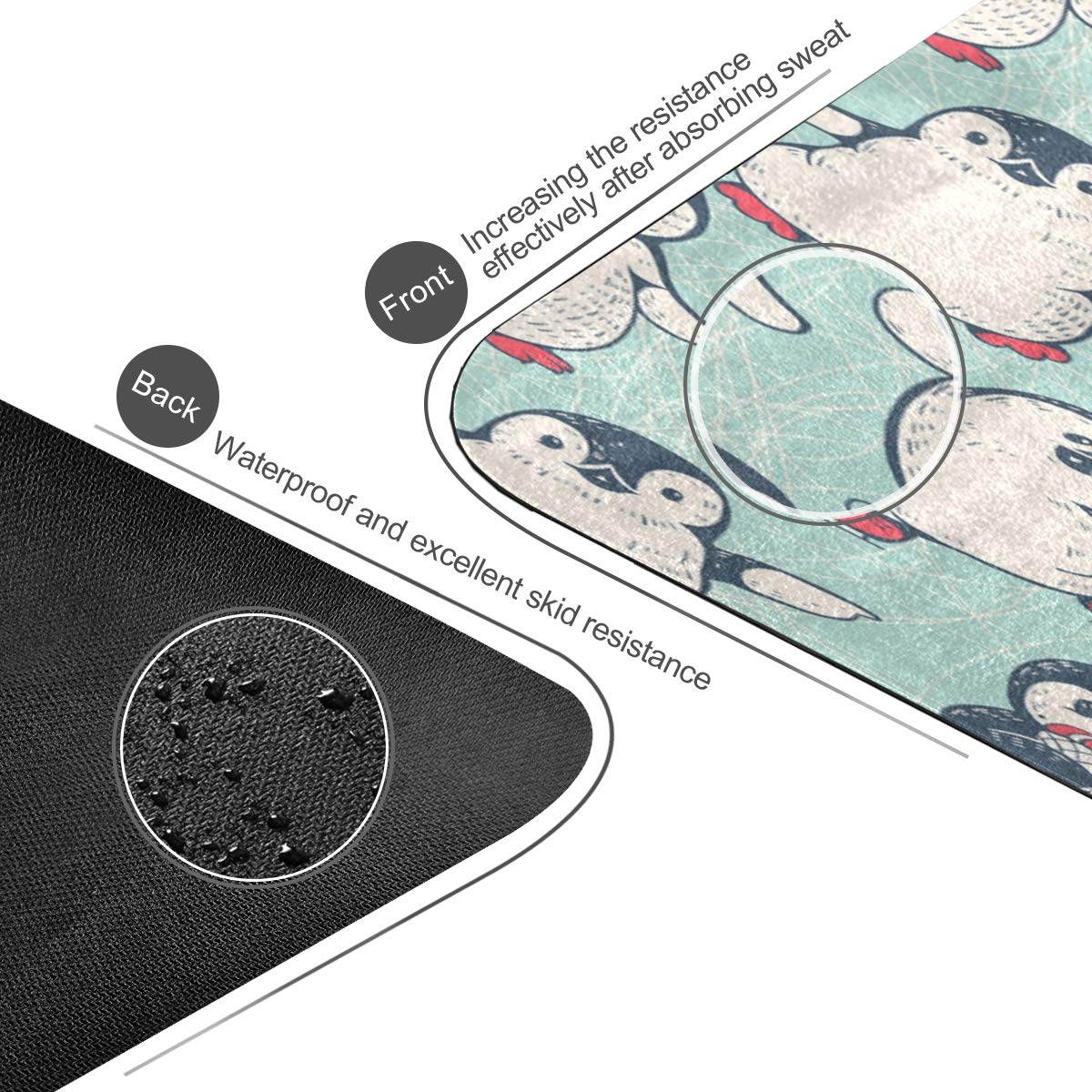 Premium Non-Slip Yoga Mat with Cute Penguin Ice Cream Design - Extra Thick Exercise Mat for Yoga, Pilates & Home Workouts - Includes Free Carrying Storage Bag - Perfect for Gym, Studio & Indoor Fitness Training