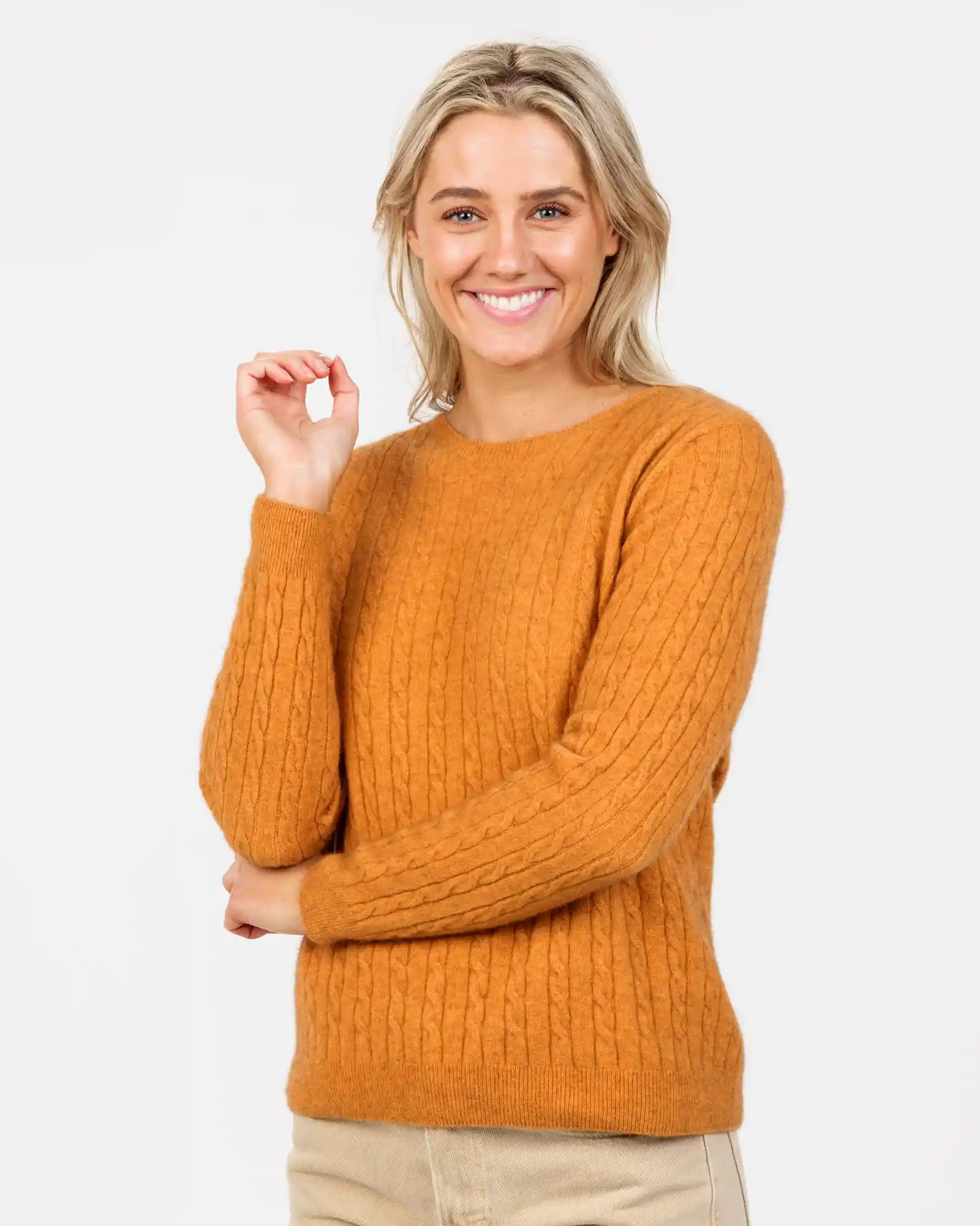 Cozy Ginger Women's Cable Knit Sweater - Soft Crew Neck Pullover for Fall & Winter | Perfect for Casual Outfits, Office Wear & Holiday Gatherings