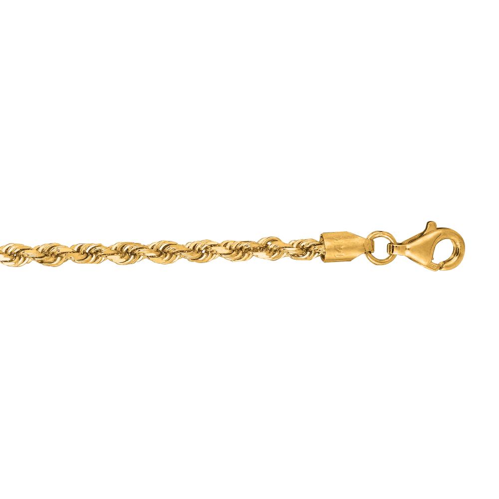 10K Gold 2.75mm Solid Diamond Cut Royal Rope Chain Necklace for Men & Women - Perfect for Everyday Wear, Special Occasions and Gift Giving