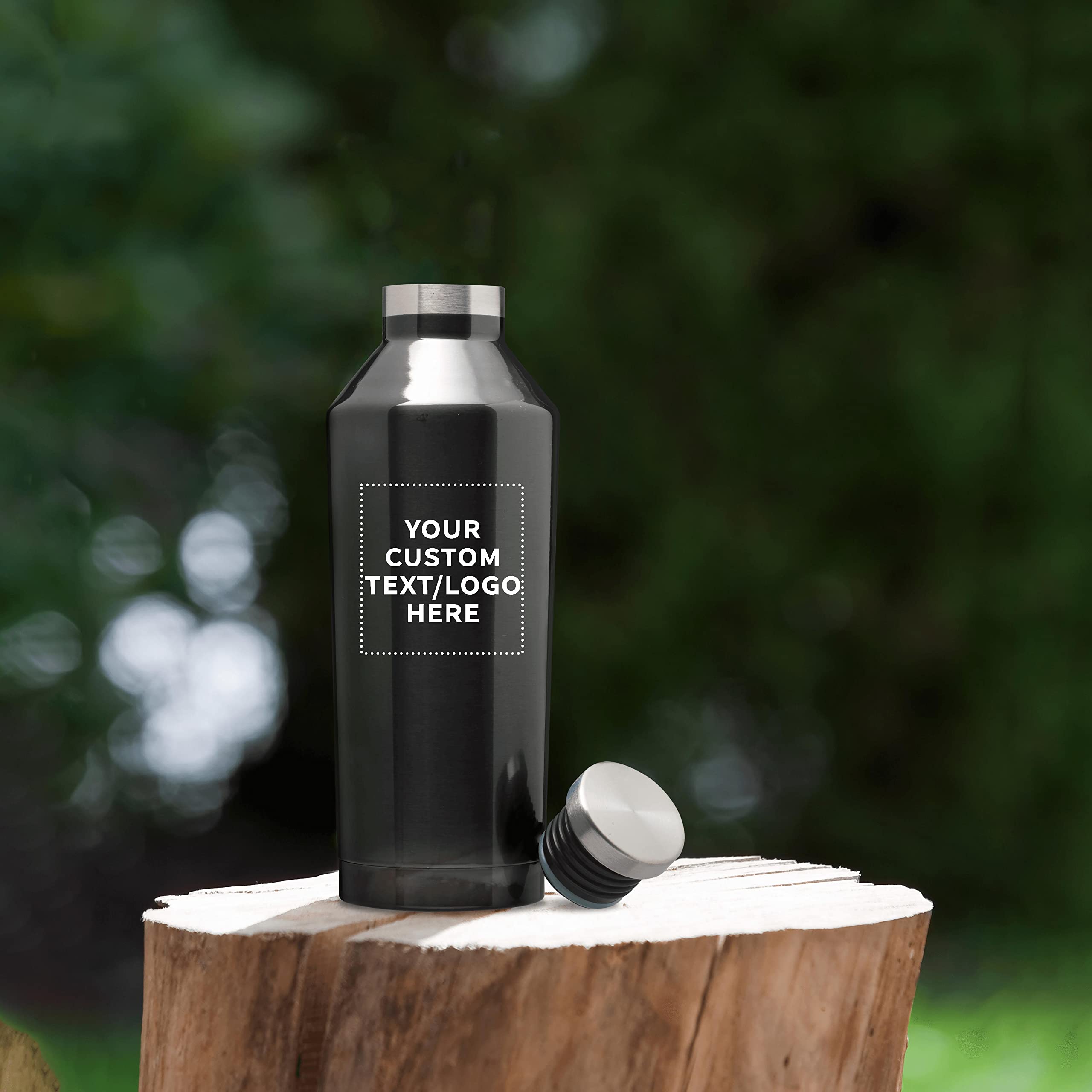 Custom Stainless Steel Water Bottles 17oz (12-Pack) - Double Wall Insulated, Personalized Bulk Drinkware for Coffee, Tea, Soda & Cold Beverages - Black - Perfect for Office, Gym, Camping & Outdoor Activities