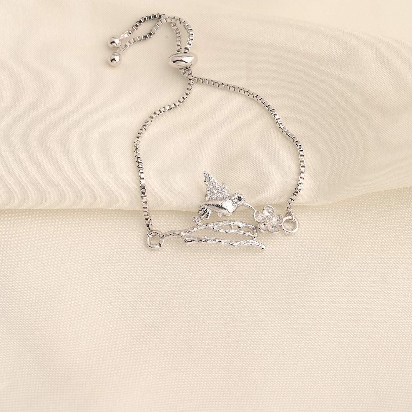 ENSIANTH Rose Gold Hummingbird Bracelet with Crystals - Dainty Bird Jewelry for Women - Perfect Christmas Gift for Her, Birthday Present, Anniversary or Special Occasion