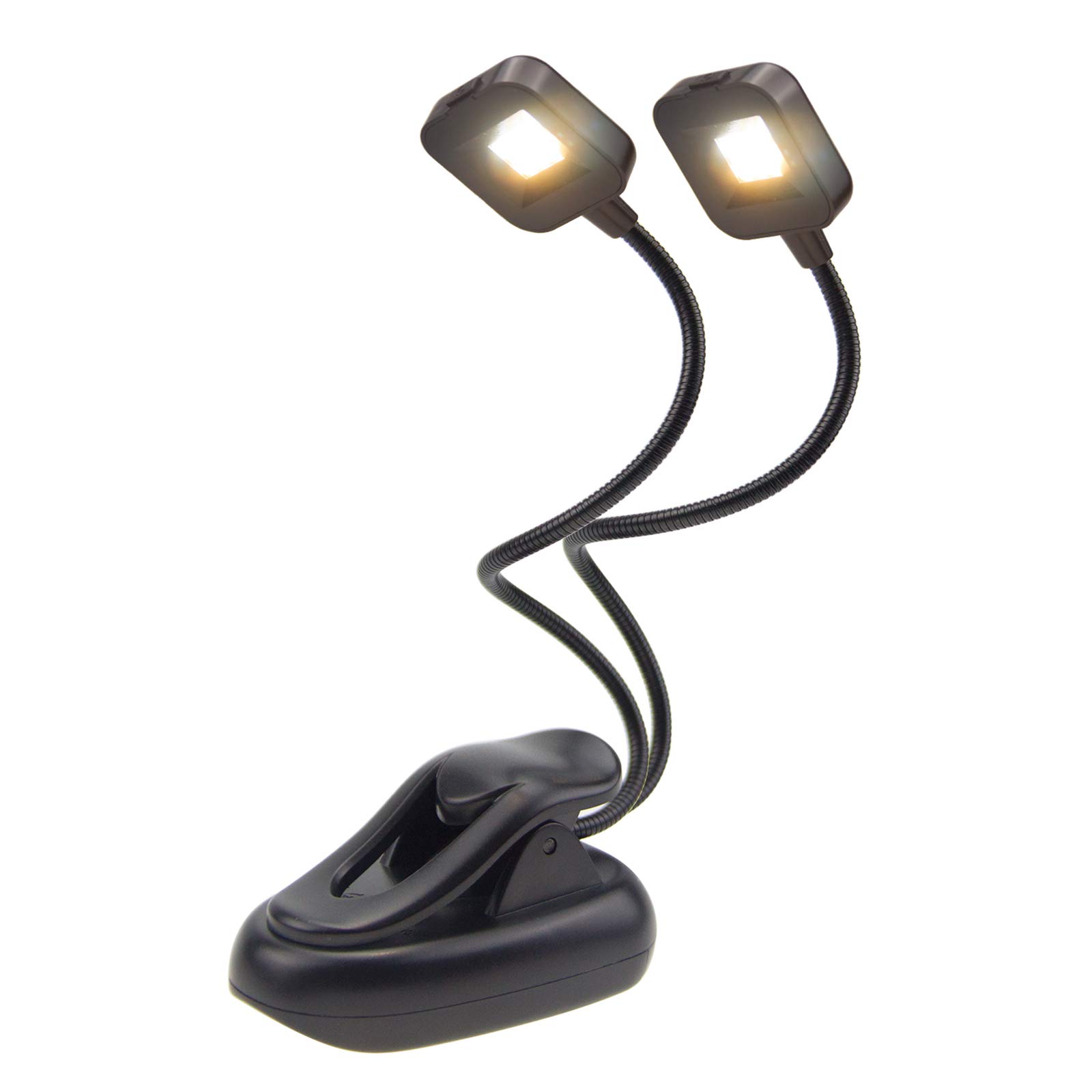 BIGLIGHT Rechargeable Book Light for Reading in Bed - 3 Adjustable Brightness Levels, Dual Head LED Clip On Reading Lamp with Eye Care Technology, Perfect Night Light for Kids, Adults & Music Stands - Black (Ideal for Bedtime Stories, Studying & Late-Night Reading)