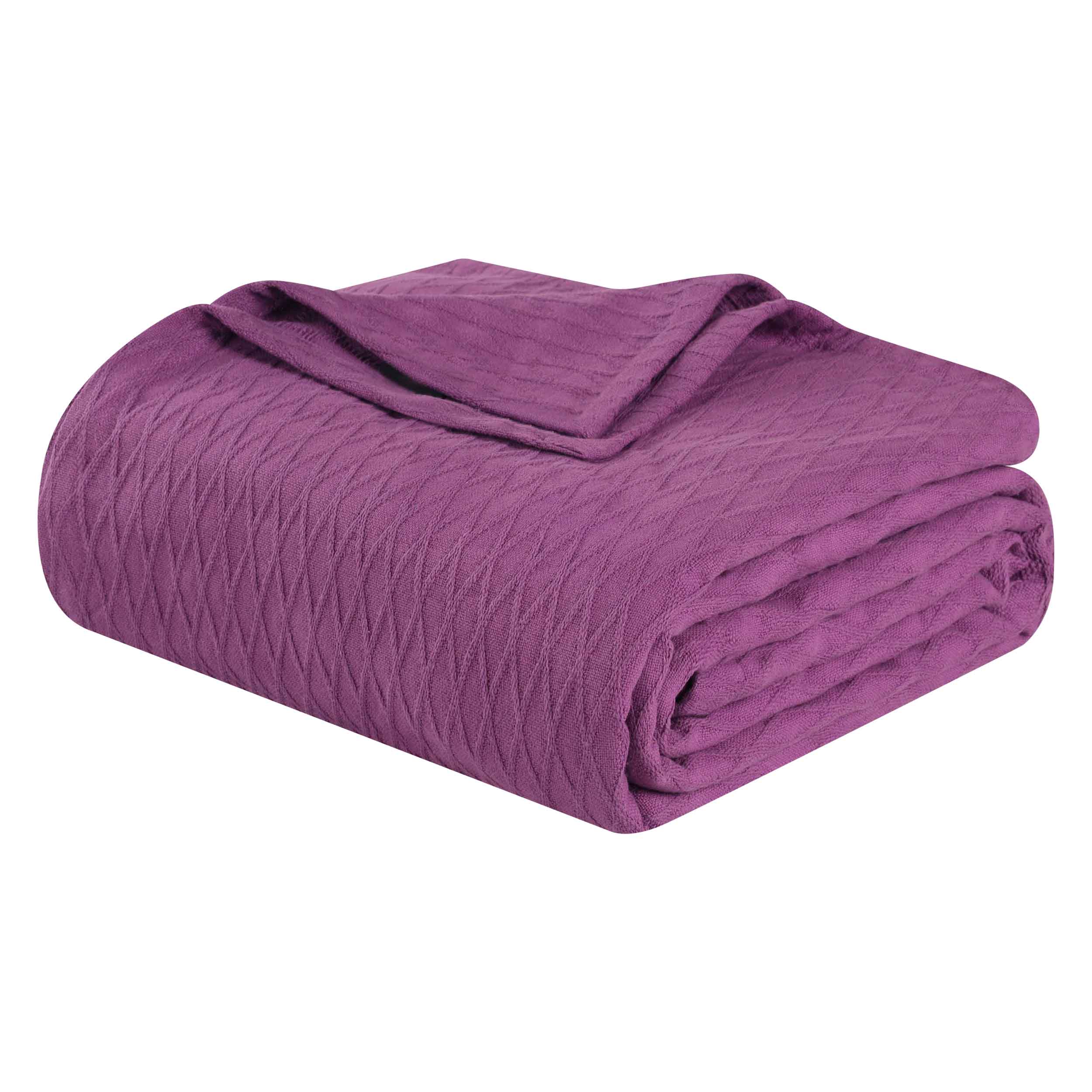 Premium Cotton All-Season Diamond Pattern Bed Blanket & Sofa Throw - Soft Cozy Blanket for Bedroom, Living Room, Travel and Gift Giving