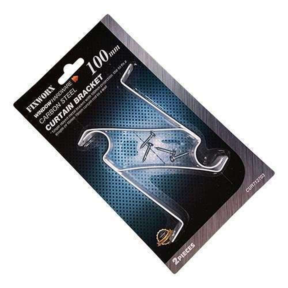 Fixworx 100mm Heavy Duty Curtain Brackets (2-Pack) - Perfect for Hanging Curtains, Drapes, and Window Treatments in Living Rooms and Bedrooms