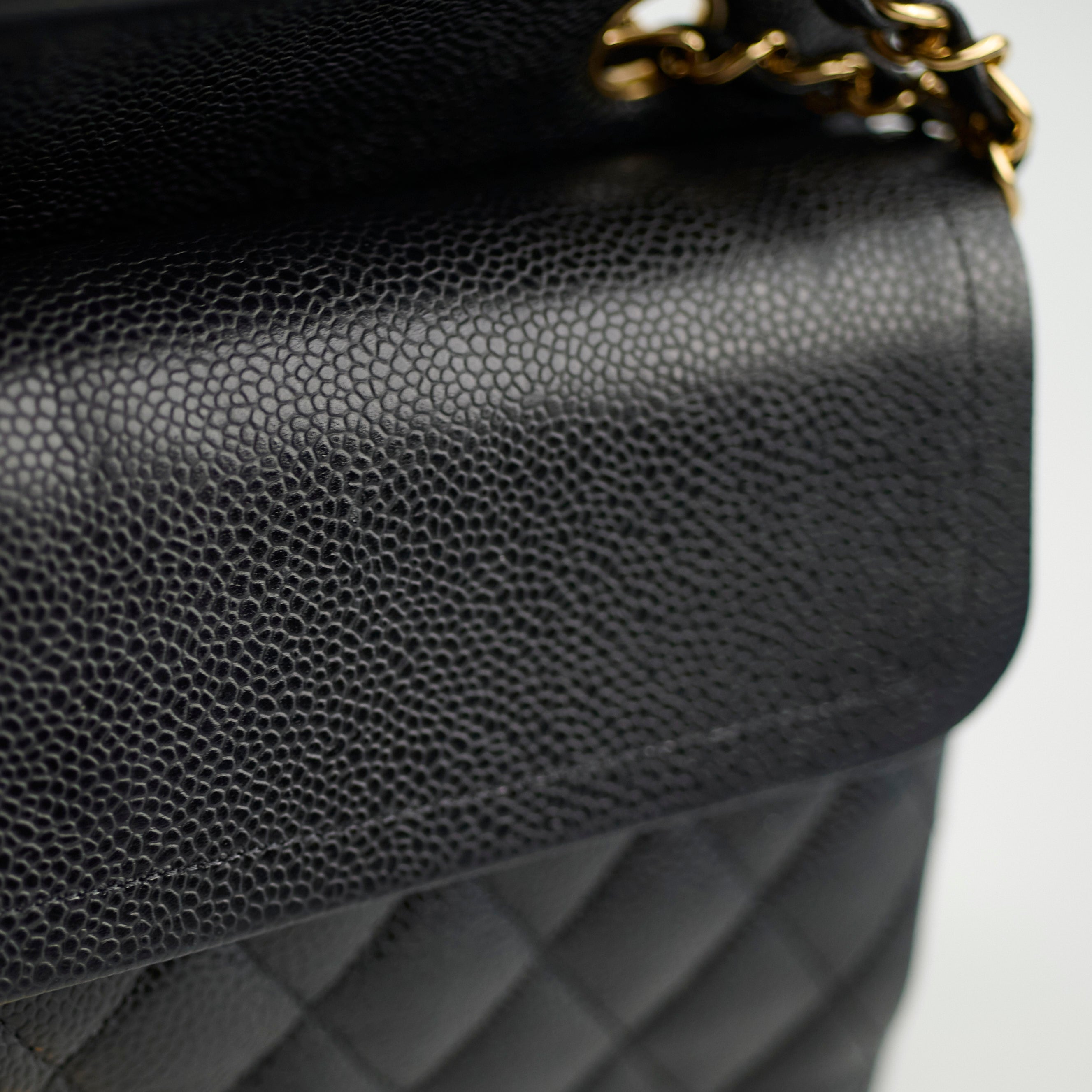 Chanel Medium/Large Caviar Leather Double Classic Flap Bag in Black - Luxury Designer Handbag for Women, Perfect for Work, Evening Events & Special Occasions