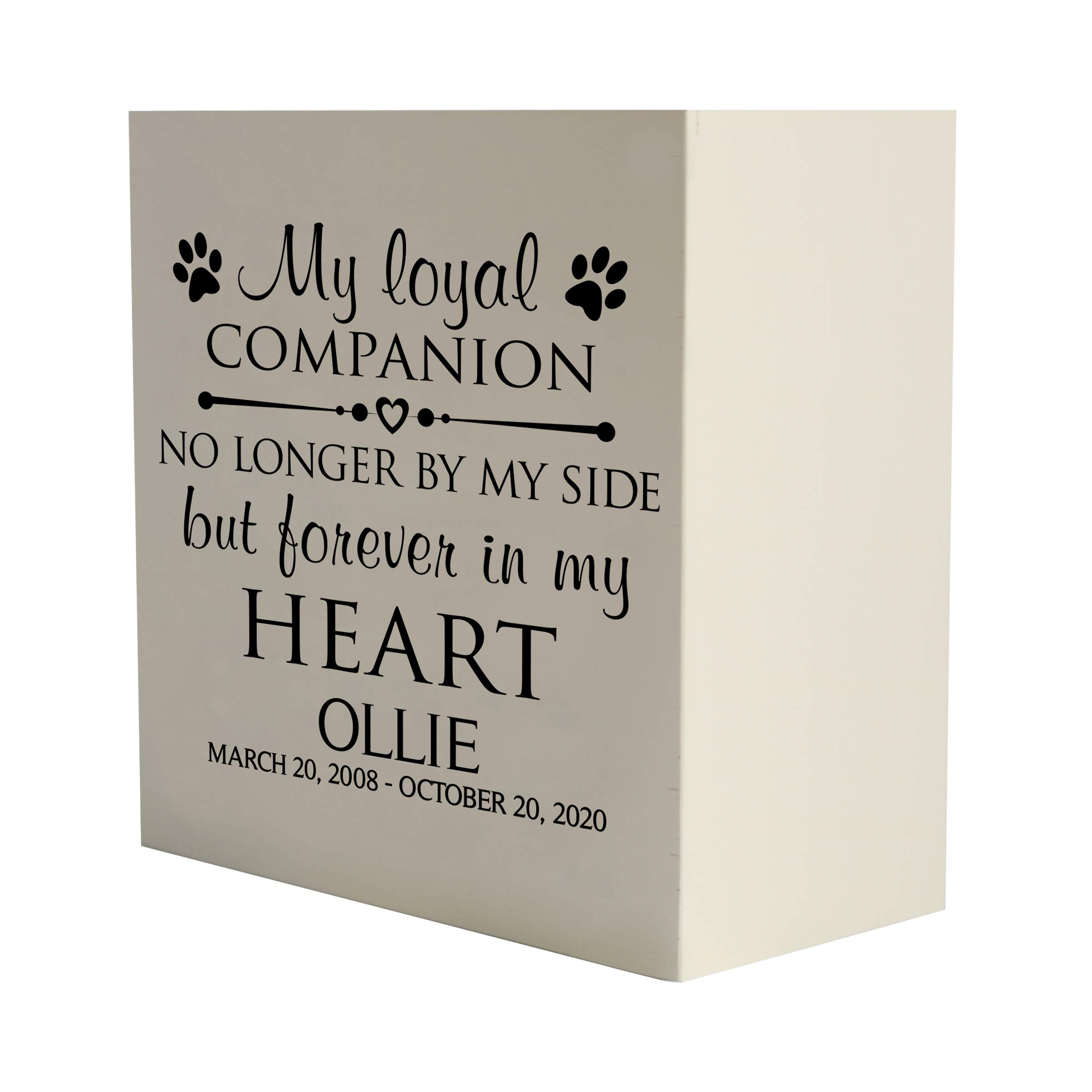 LifeSong Milestones Custom Pet Memorial Shadow Box Urn - 6x6 Inch White Keepsake for Dogs & Cats - Holds 53 cu in Ashes - Funeral Remembrance & Condolence Gift for Pet Loss - Perfect for Home Memorial Display or Sympathy Gift Giving