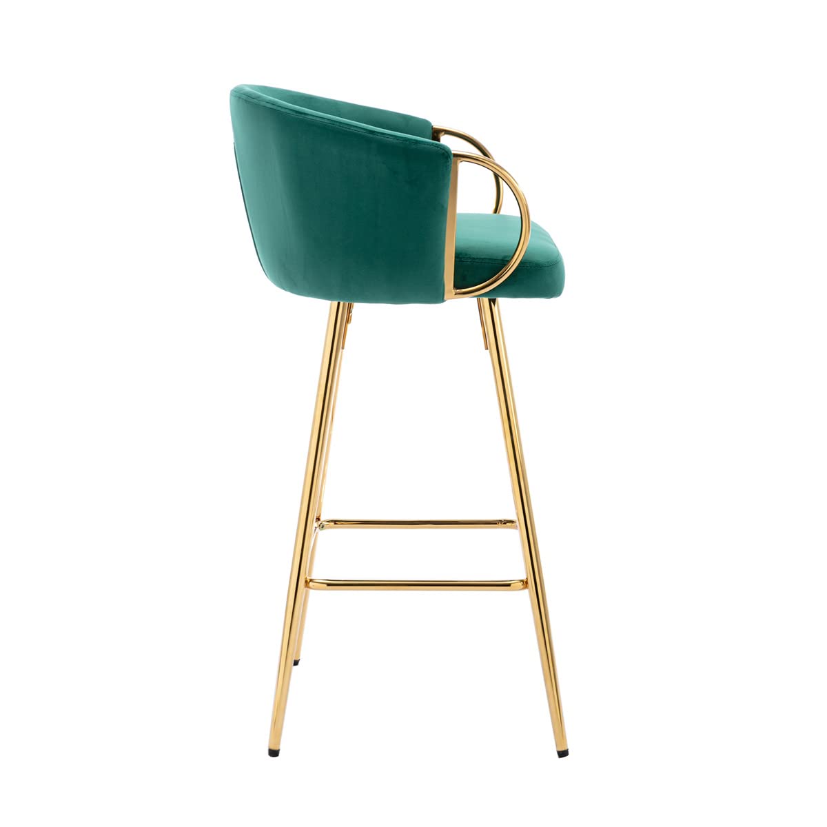 Premium Velvet Bar Stools Set of 2 - 26 Inch Counter Height with Chrome Footrest & Golden Legs, Modern Kitchen Stools in Green for Dining Room, Bar Counter or Breakfast Nook - TRIPLE TREE