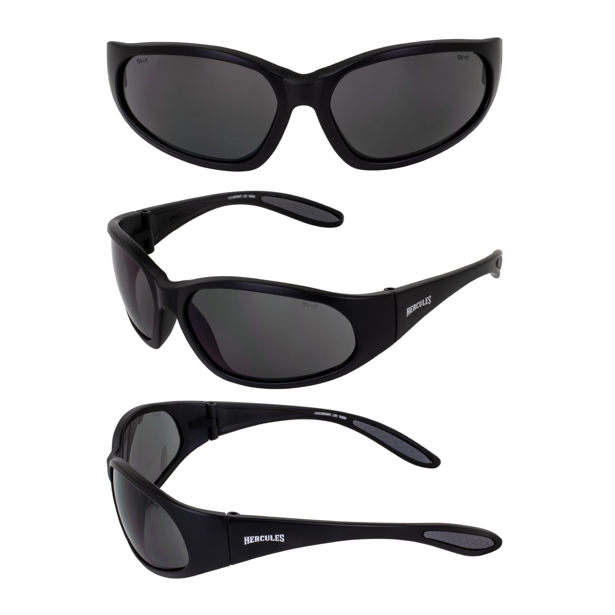 Hercules-1 Jr Wraparound Motorcycle Sunglasses - Z87.1 Safety Rated Riding Glasses for Small Faces (2 Pairs: Black Frame with Clear & Smoke Lenses) - Perfect for Motorcycle Riding, Cycling & Outdoor Sports