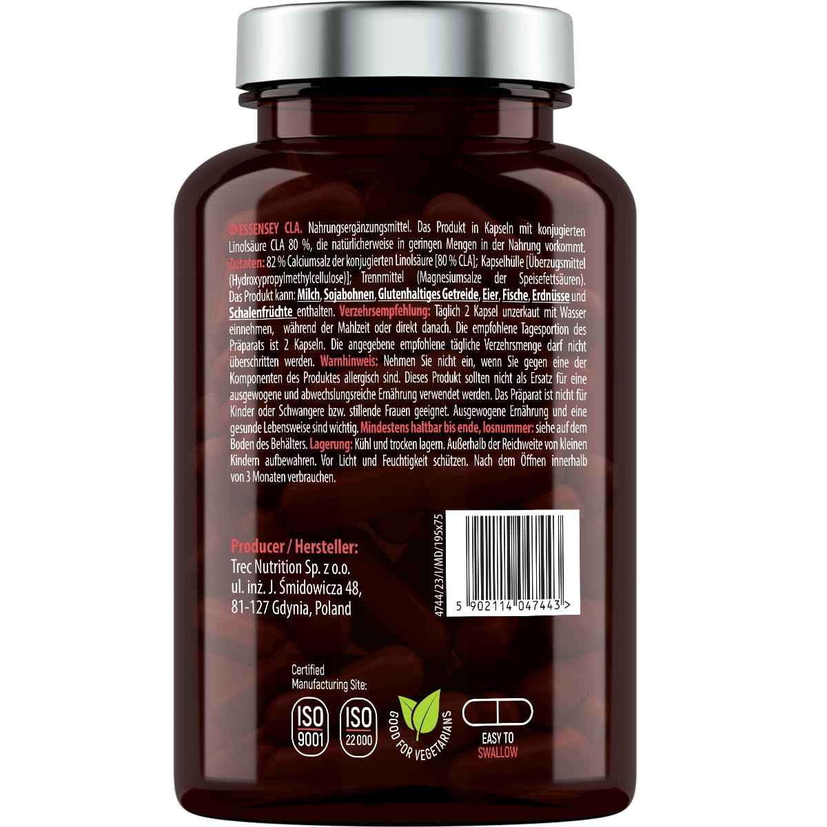 Essensey CLA 90 Capsules - Premium Conjugated Linoleic Acid Supplement for Weight Management & Muscle Support - Ideal for Fitness Enthusiasts & Healthy Lifestyle