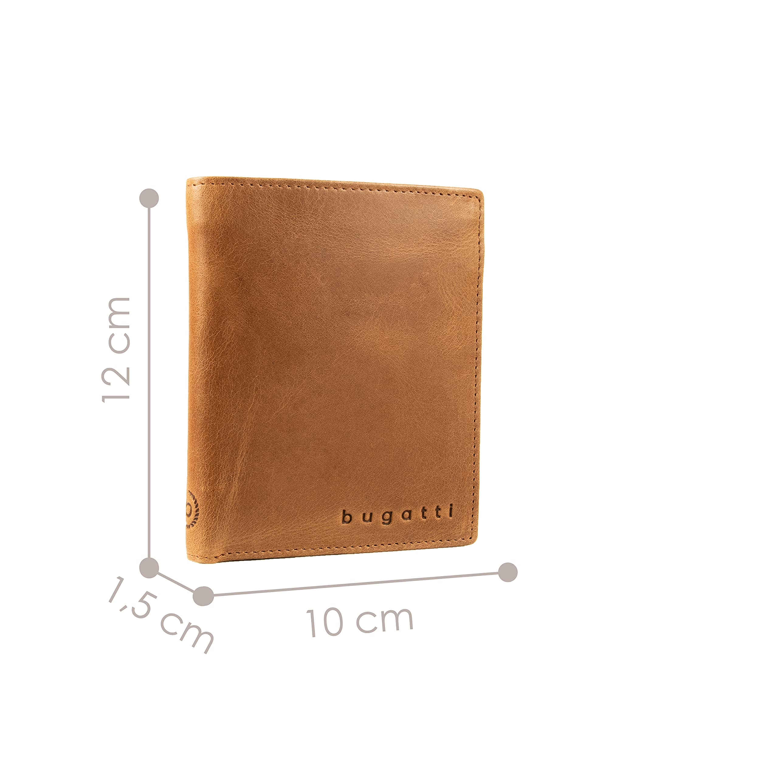 Bugatti Volo Genuine Leather Men's Wallet with Coin Pocket - Cognac Brown RFID Blocking Bifold Wallet for Men - Perfect for Everyday Use, Business & Travel