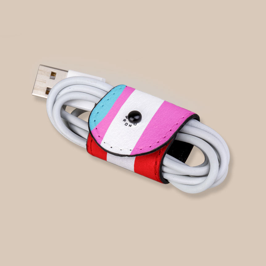 Eco-Friendly Stripped Symphony Cord Wrap - Sustainable Cable Organizer for Home, Office & Travel - Perfect for Managing Wires, Chargers & Headphones
