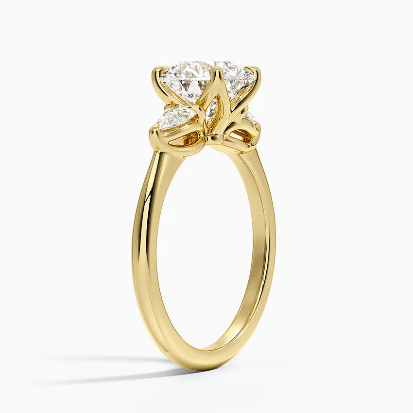 Exquisite Fleur Three Stone Diamond Engagement Ring Setting - EC126 | Perfect for Proposals, Anniversaries & Bridal Jewelry