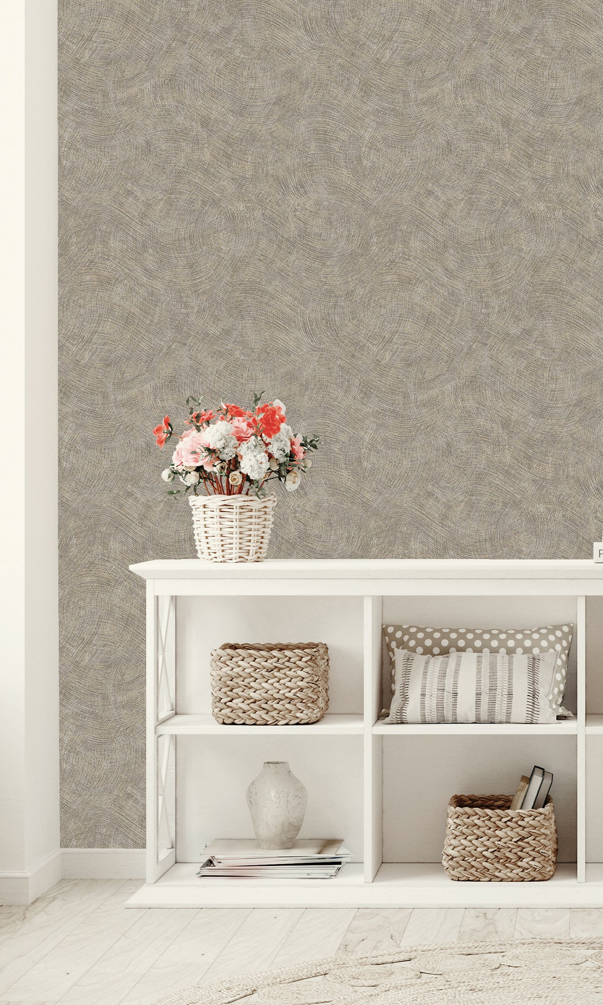 Dark Grey Wave Motion Textured Wallpaper R9703 - Modern Peel and Stick Removable Wallpaper for Bedroom, Living Room, Bathroom Decor