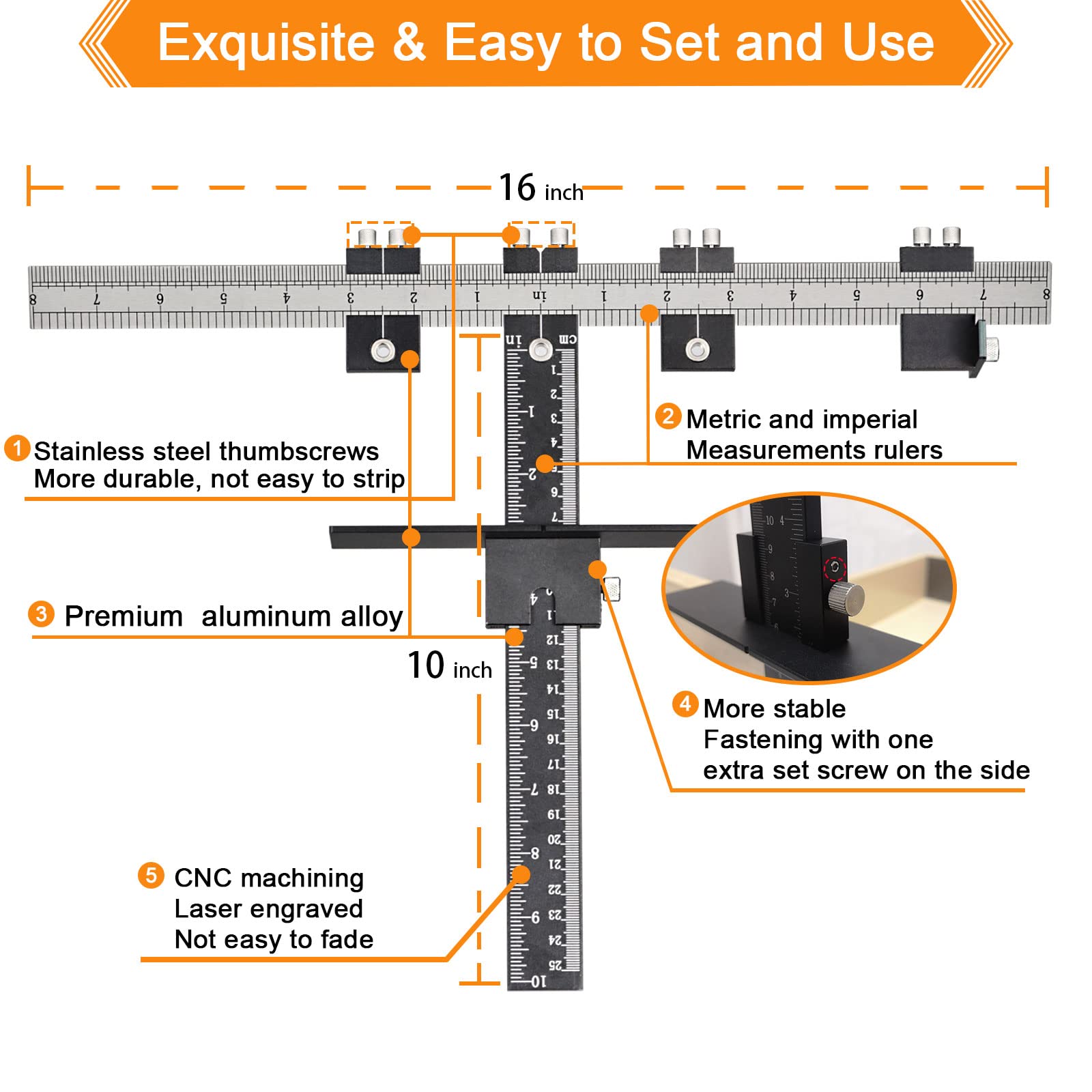 Upgrade Cabinet Pull Template - Adjustable All-Metal Hardware Jig for Door/Drawer Handle & Knob Installation - Includes 5mm & 4mm Drill Bushing Guide - Perfect for DIY Home Improvement & Cabinet Refacing Projects