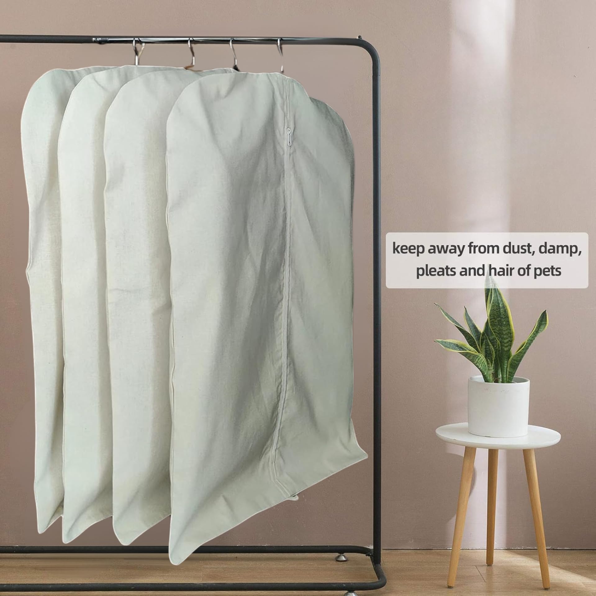 Premium Organic Linen Garment Bag - Eco-Friendly Travel Suit Cover with Full Zipper for Coats, Dresses & Closet Storage | Carbon Neutral Certified (24