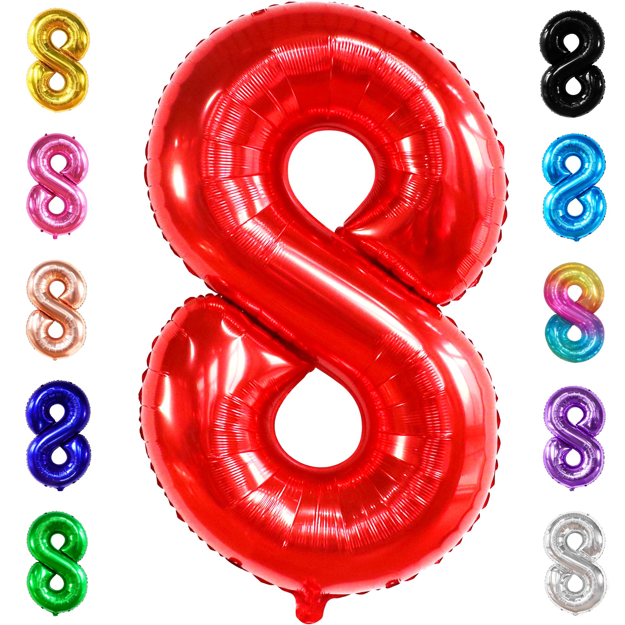 KatchOn 40 Inch Giant Red Number 8 Birthday Balloon - 8th Birthday Party Decorations for Boys & Girls | Perfect for Birthday Parties, Photo Backdrops & Milestone Celebrations