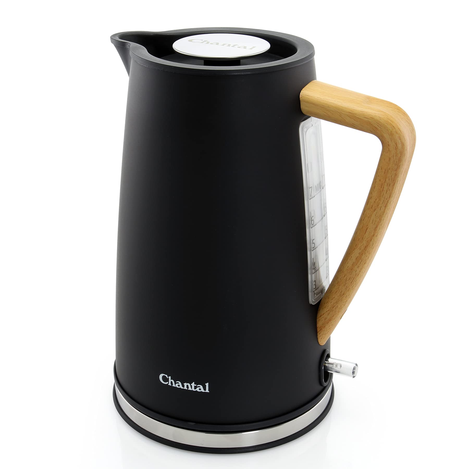 Chantal Oslo Cordless Electric Kettle - Stainless Steel 1.7L Fast Boiling Water Heater with Auto Shut-Off & Boil-Dry Protection - Perfect for Tea, Coffee & Office Use (Black)
