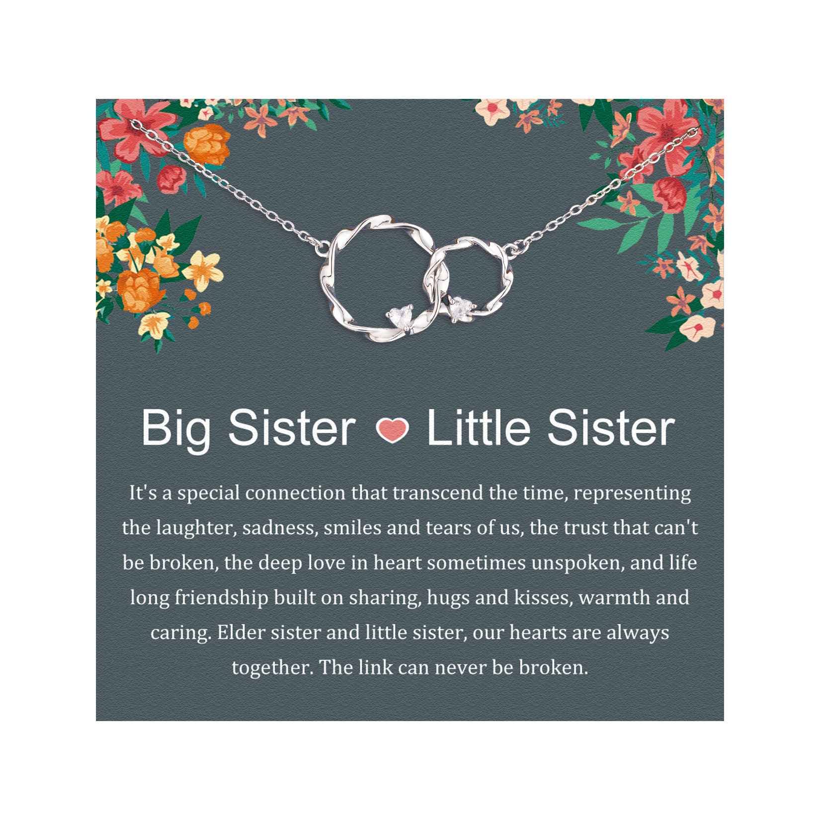 Interlocking Circles Sterling Silver Necklace for Sisters - Perfect Sister Birthday Gift, Big & Little Sister Jewelry | Elegant Matching Necklaces for Sister Bonding & Special Occasions
