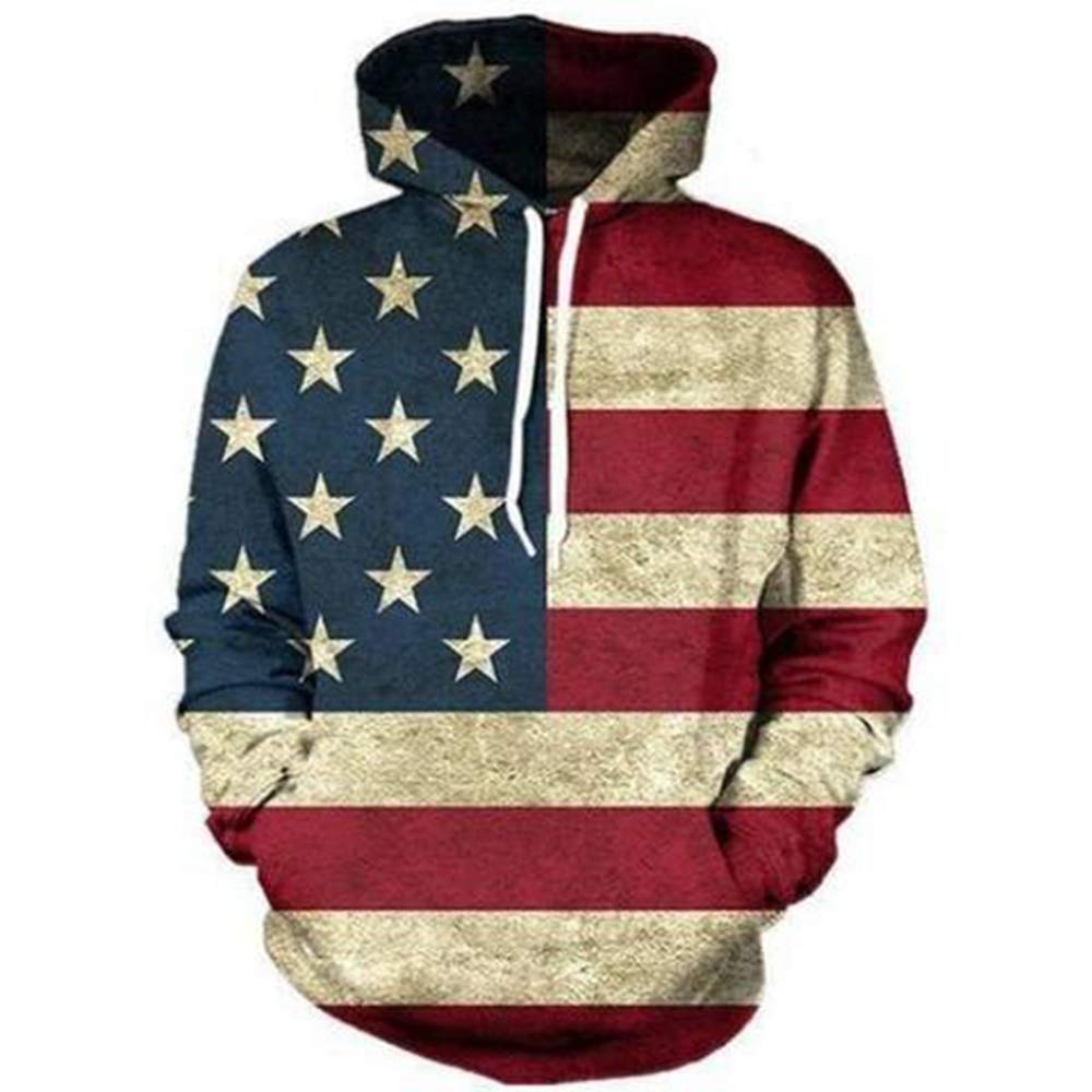 American Flag 3D Print Unisex Hoodie with Pocket - Patriotic Pullover Sweatshirt for Men & Women | Perfect for 4th of July, Veterans Day & Outdoor Activities