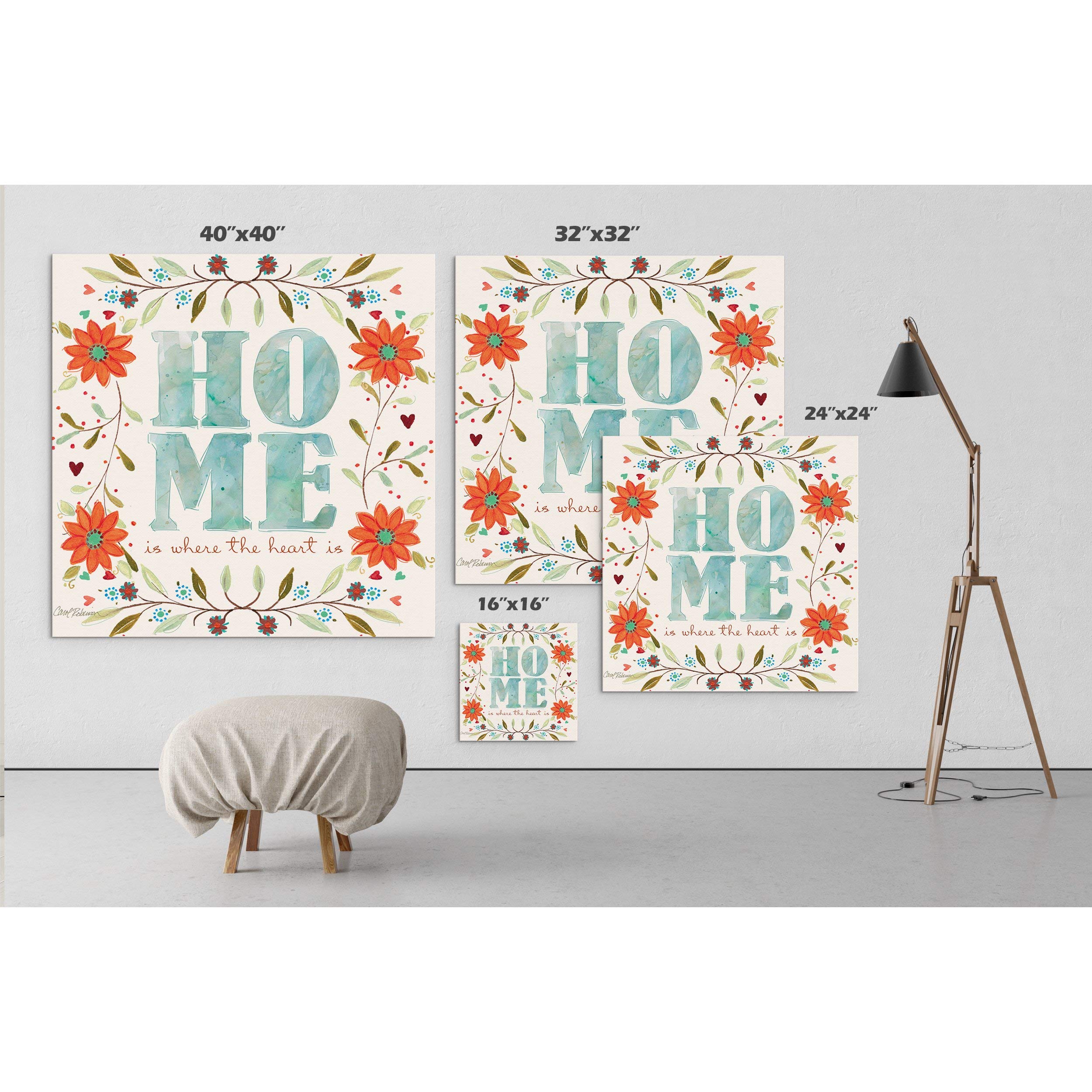 Wexford Home 'Garden Sketch' Gallery Wrapped Canvas Wall Art - 24x24 Inches, Modern Botanical Decor for Living Room, Bedroom & Office
