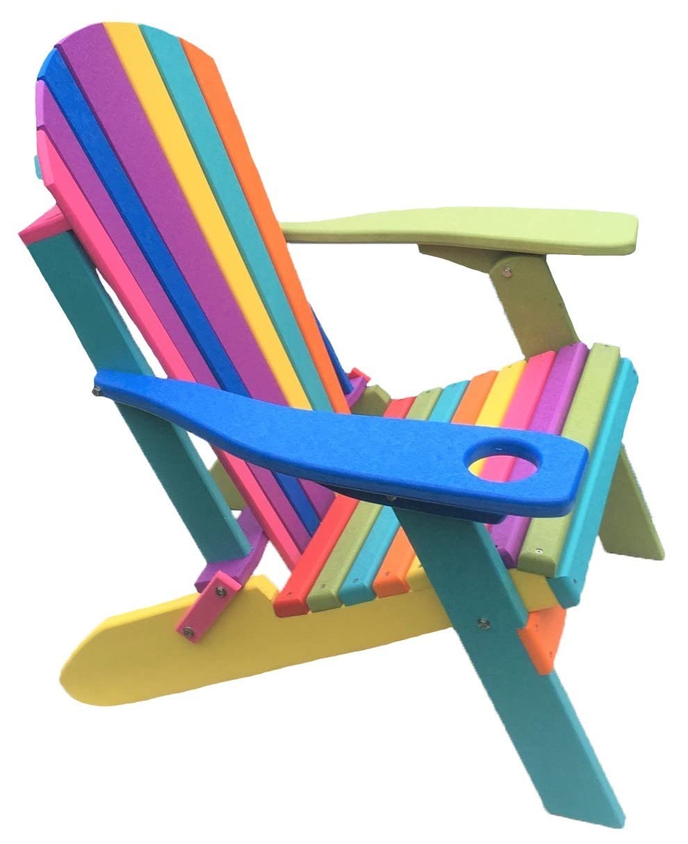 Poly Folding Adirondack Chair - Lightweight & Durable Outdoor Furniture for Patio, Garden, Poolside & Beach | Confetti Color | Furniture Barn USA
