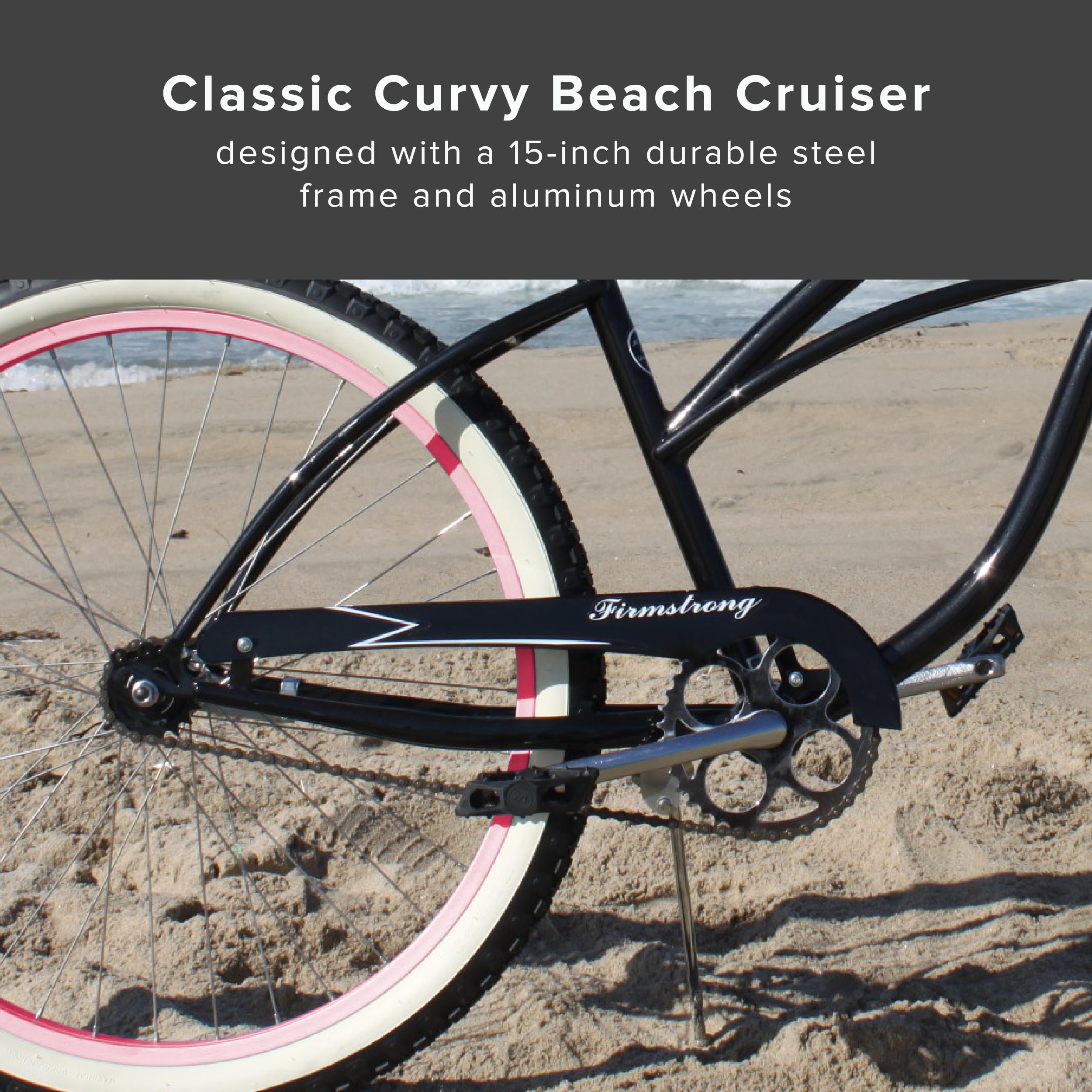 Firmstrong Urban Lady Beach Cruiser Bicycle - Comfortable Women's Bike for Leisure Riding, Commuting & Beach Cruising | Perfect for City Streets, Boardwalks & Coastal Paths