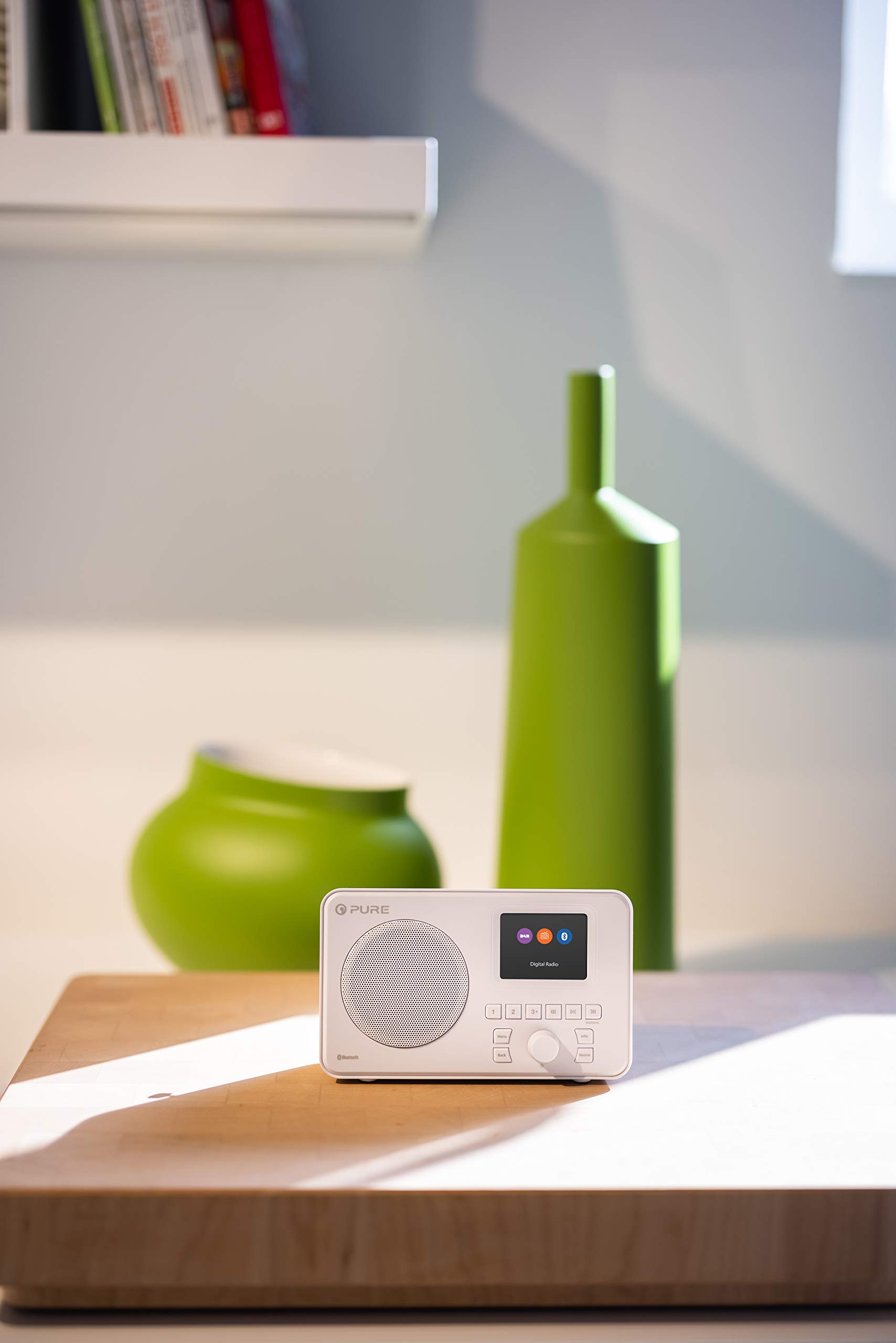 Pure ELAN-ONE FM/DAB+ Digital Radio with Bluetooth 5.0 - Wireless Portable Radio for Home, Office & Travel - White (Perfect for Music Streaming, News & Podcasts)