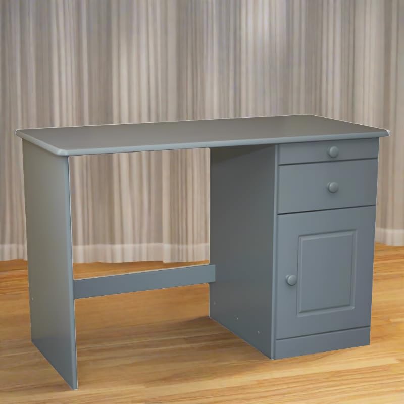 Henry Solid Wood Soft Close Drawers Desk - Gray Office Writing Table with Smooth Gliding Drawers | Perfect for Home Office, Study Room & Workspace Organization