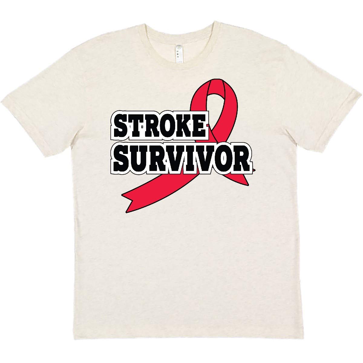 Inktastic Stroke Survivor with Red Ribbon T-Shirt - Comfortable Cotton Tee for Stroke Awareness & Support - Perfect for Survivors, Caregivers & Awareness Events