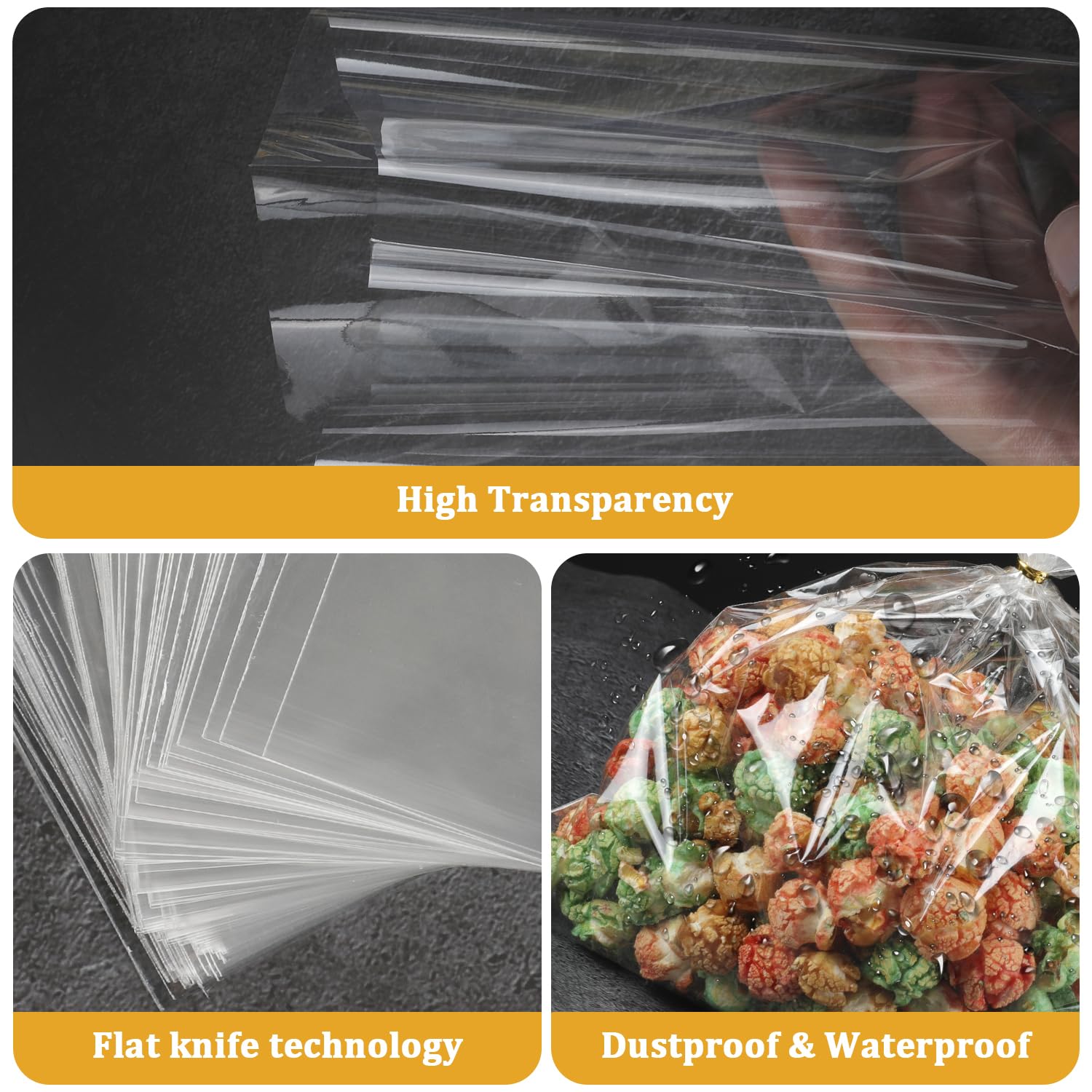 150pcs Clear Cellophane Gift Bags 9x12 Inches with Twist Ties - Candy Cookie Treat Bags for Party Favors, Easter Gifts & Holiday Packaging | Perfect for Birthday Parties, Baby Showers, Wedding Favors and Christmas Treats