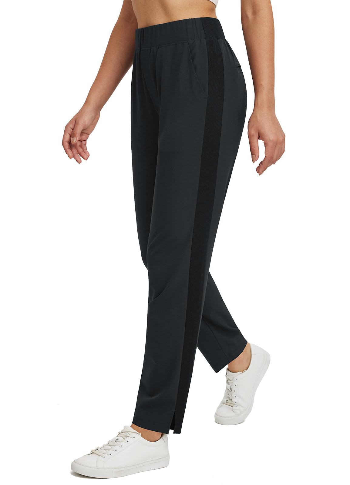 Baleaf Women's High Waist Stretch Golf Pants with Zipper Pockets - UPF50+ Athletic Travel Workout Casual Pants for Golf, Running, Yoga & Outdoor Activities