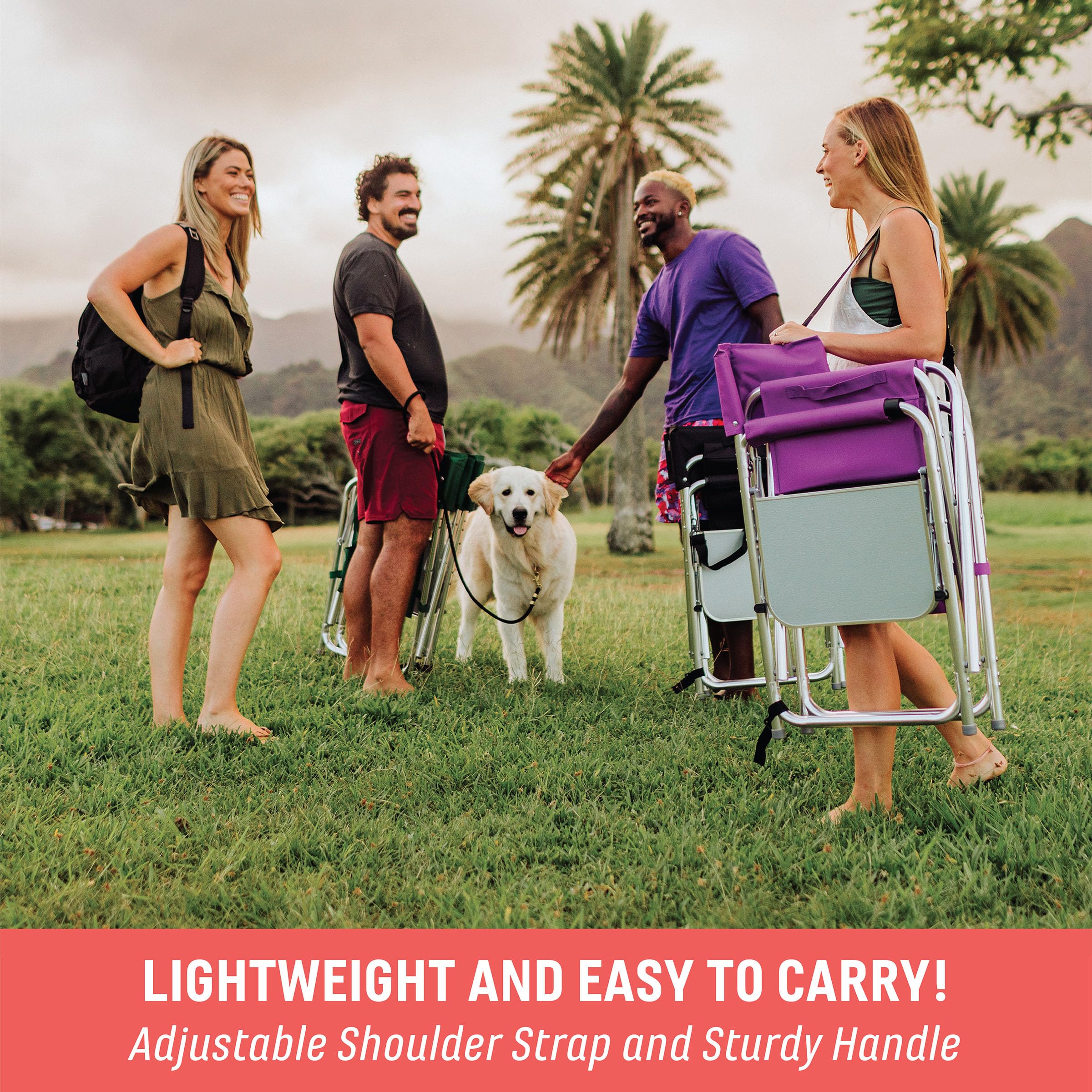 ONIVA - a Picnic Time Brand - Portable Folding Sports Chair with Side Table | Lightweight Beach & Camping Chair for Adults | Perfect for Outdoor Events, Picnics, Sports Games & Backyard Relaxation (Hunter Green)