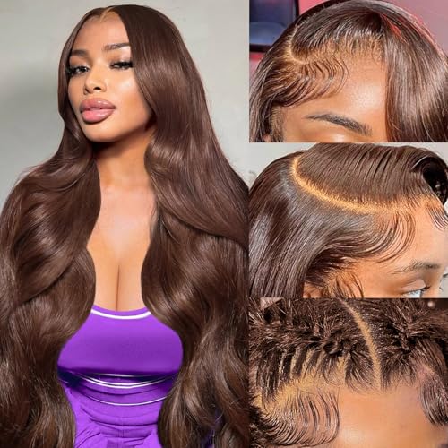 Chocolate Brown 13x6 Body Wave Lace Front Wigs Human Hair