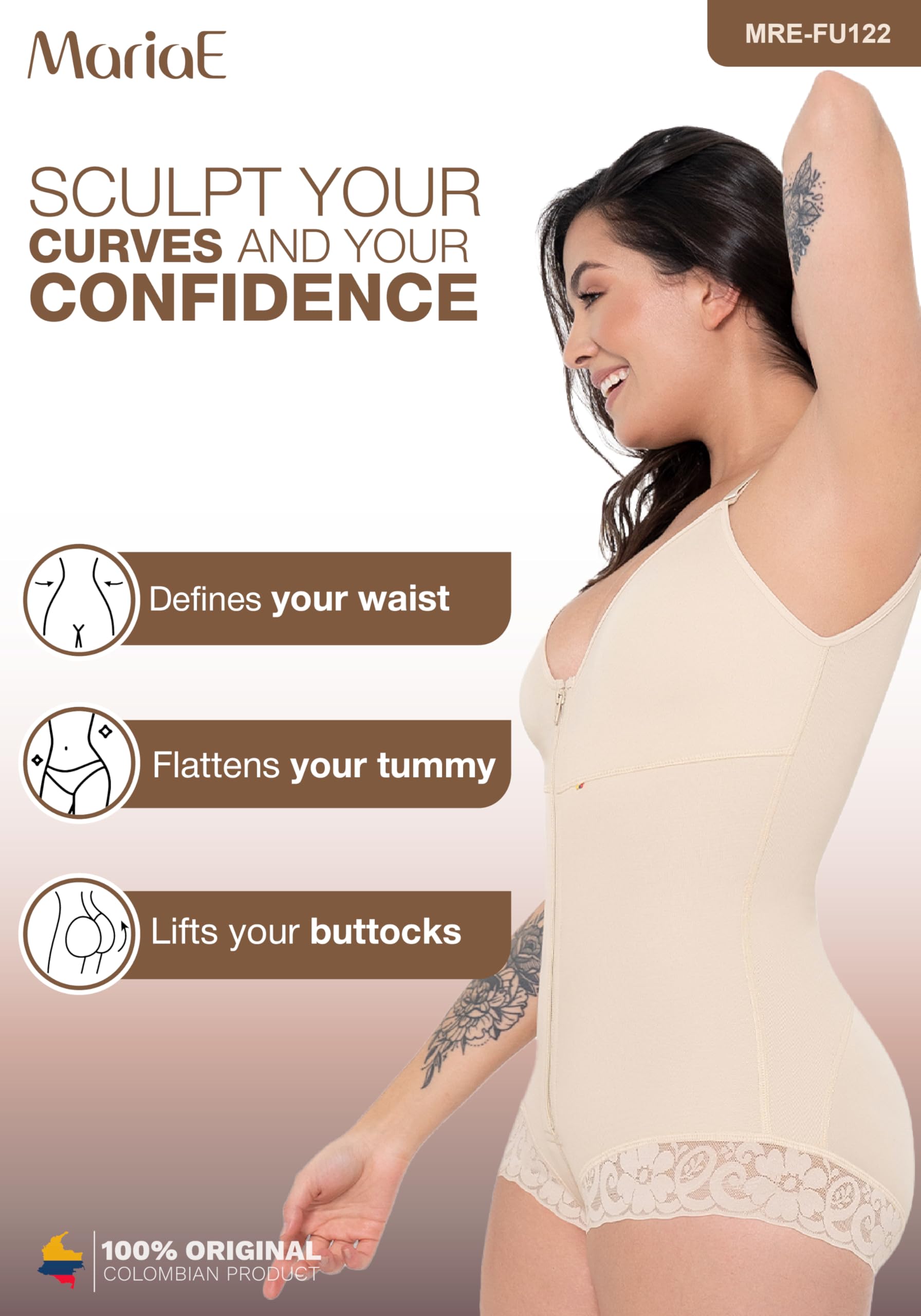 MARIAE FU122 Postpartum C-Section Shapewear - Colombian Fajas for Tummy Control & Body Shaping - Perfect for Postpartum Recovery, Maternity & Everyday Wear
