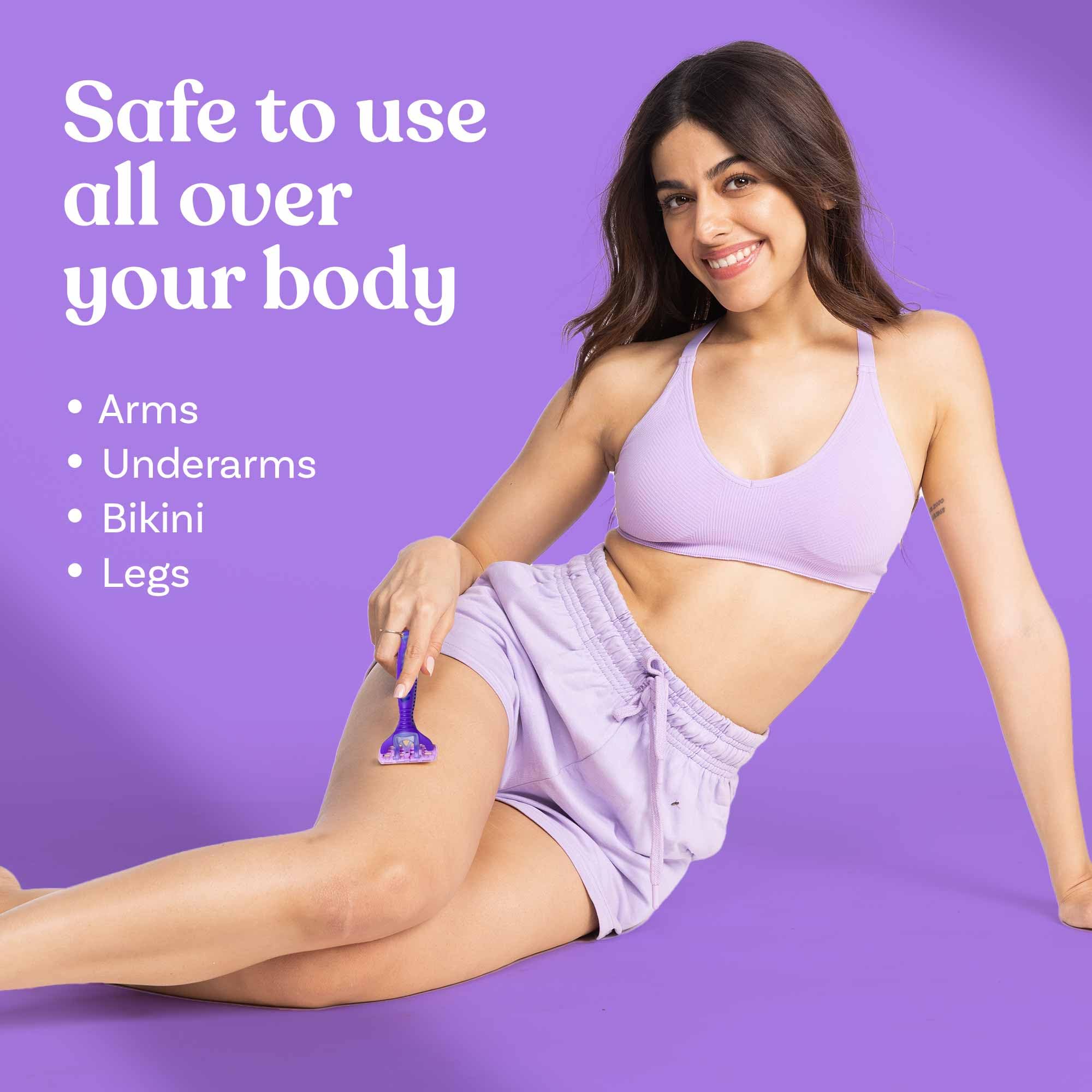 Bombae Women's Disposable Flexi Body Razors - 3 Pack | Aloe Vera & Vitamin E Hair Remover for Smooth Shaving | Perfect for Arms, Underarms, Bikini Line & Legs | At-Home & Travel Grooming Essential