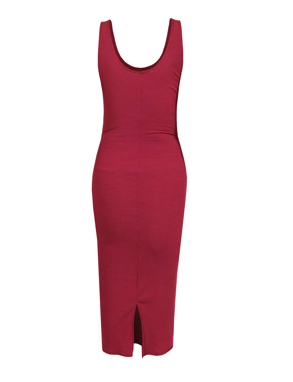 J. LOVNY Women's Ribbed Knit Midi Dress with Back Slit - Elegant Casual & Office Wear for Fall/Winter
