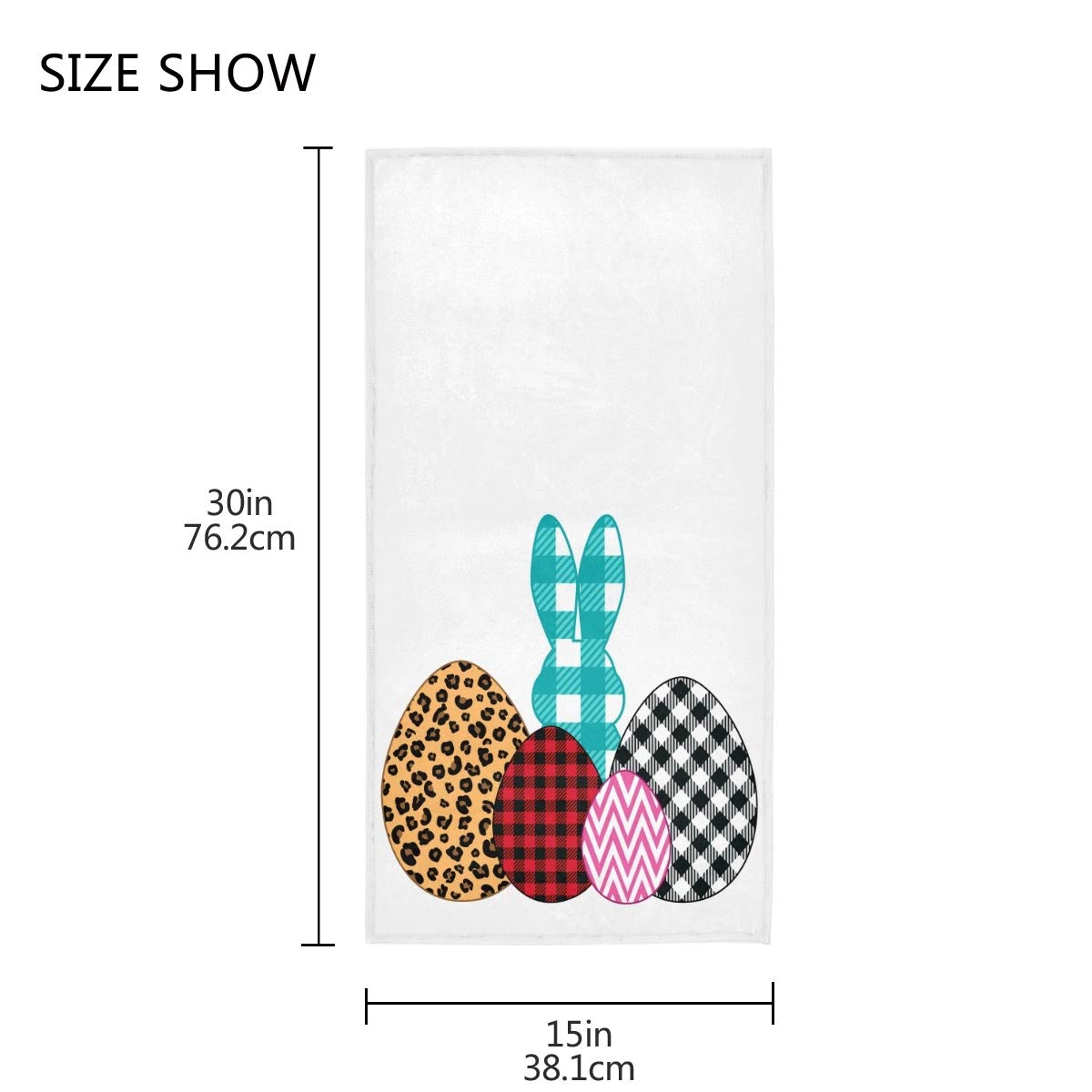 Blue Buffalo Plaid Bunny Hand Towel - Soft Cotton Bathroom Towel for Women, Easter Home Decor, Unique Plush Shower & Beach Towel - Perfect for Bathroom, Kitchen, and Holiday Gifting