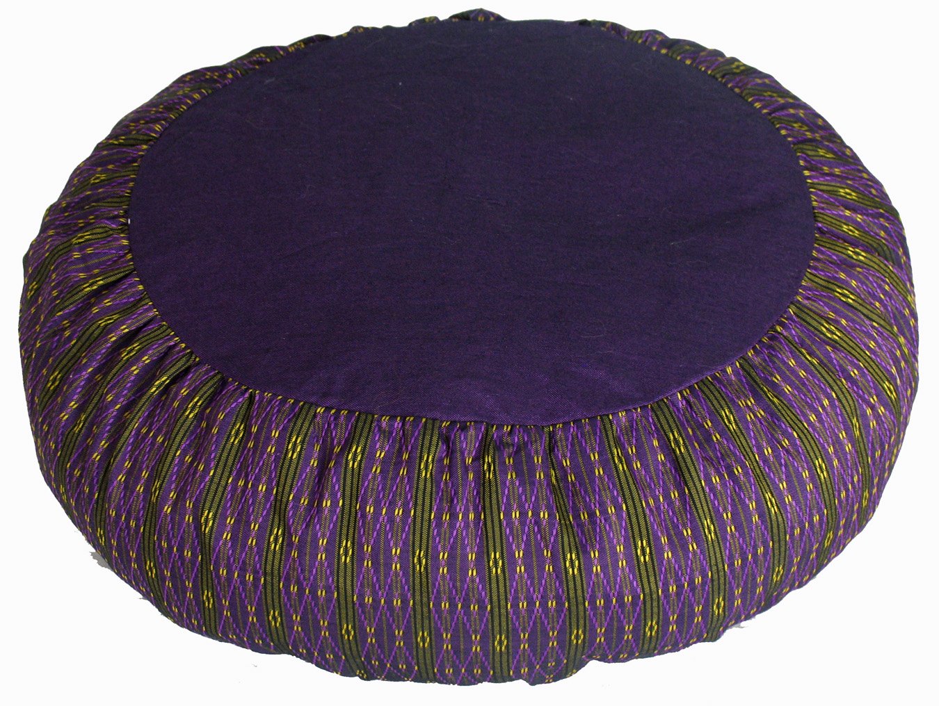 Premium Meditation Cushion Zafu Pillow with Organic Buckwheat Fill - Breathable Global Weave Fabric in Relaxing Purple - Perfect for Yoga, Zen Meditation & Home Decor