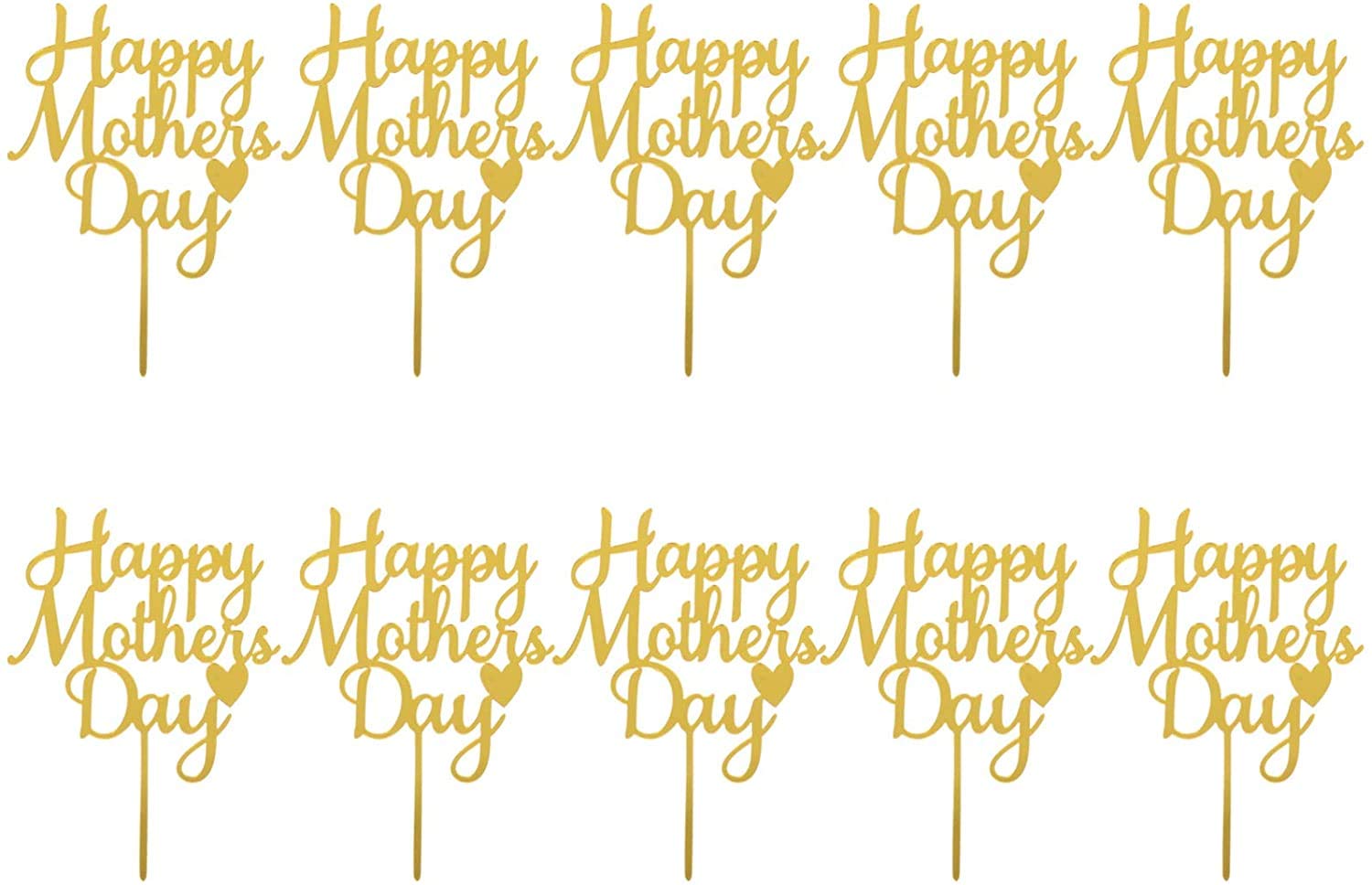 10pcs Happy Mother's Day Cake Toppers - Acrylic Cupcake Toppers for Birthday Party, Mother's Day Cake Decoration - Perfect for DIY Baking, Wedding, Baby Shower & Holiday Celebrations