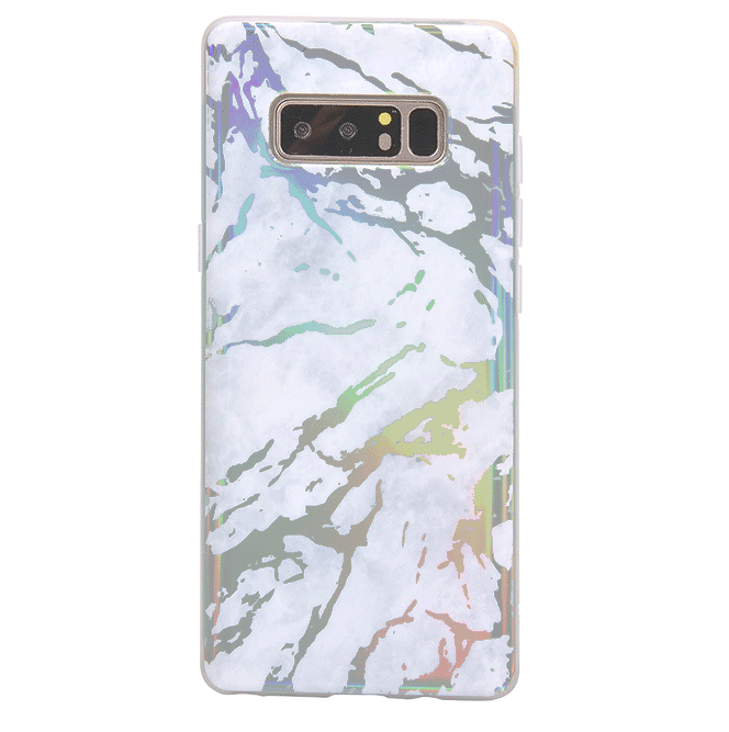 Holo White Marble Phone Case for Samsung Galaxy S21/S20/Note 20 - Premium Protective Cover with Glitter Design - Perfect for Everyday Use, Work & Travel