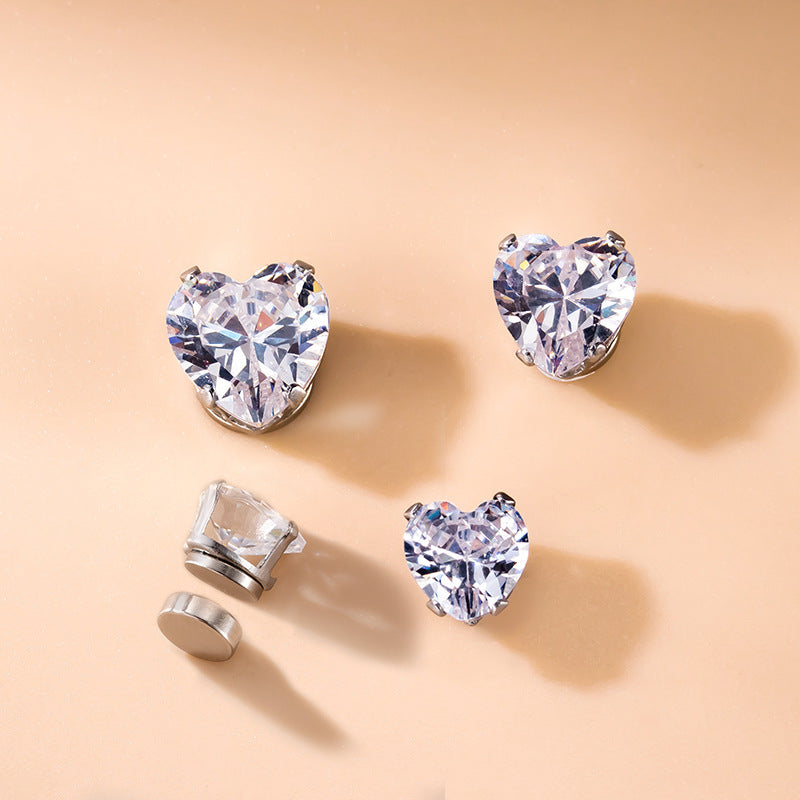 6mm & 7mm Magnetic Surgical Steel Heart Earrings - Non Piercing Studs for Sensitive Ears | HSPJ782 | Perfect for Daily Wear, Work & Special Occasions