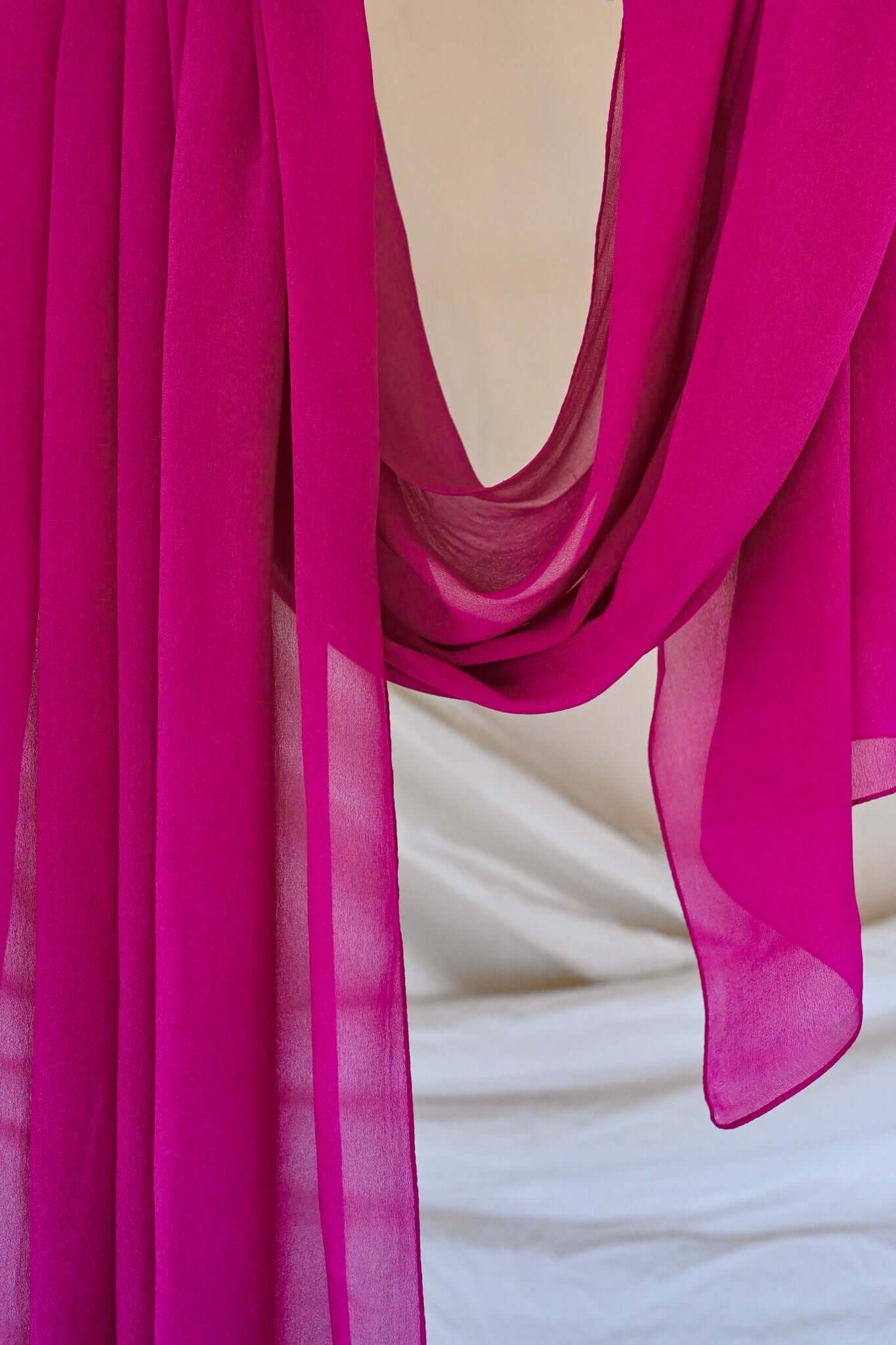 Deep Fuchsia Silk Chiffon Fabric - Premium Soft Flowy Material for Dresses, Scarves & Evening Gowns - Perfect for Bridal Wear, DIY Fashion & Home Decor Projects