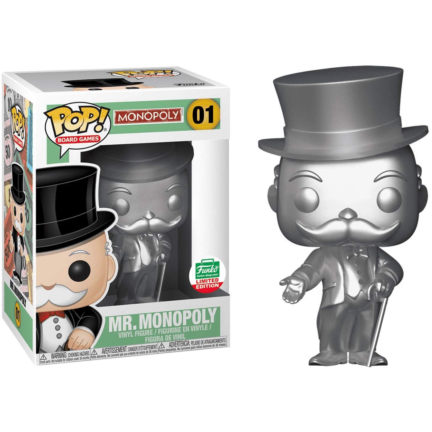 **Funko POP! Mr. Monopoly Board Game Vinyl Figure (Funko Shop Exclusive) with PET Plastic Protector Case – Collectible Toy for Monopoly Fans & Game Night Decor**